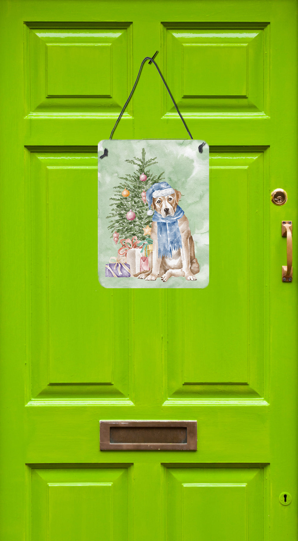 Christmas Yellow Labrador Retriever Wall or Door Hanging Prints - the-store.com