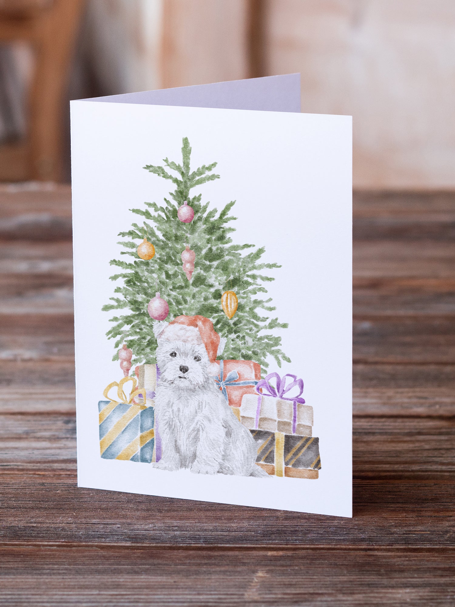 Christmas West Highland White Terrier Puppy Greeting Cards and Envelopes Pack of 8 - the-store.com