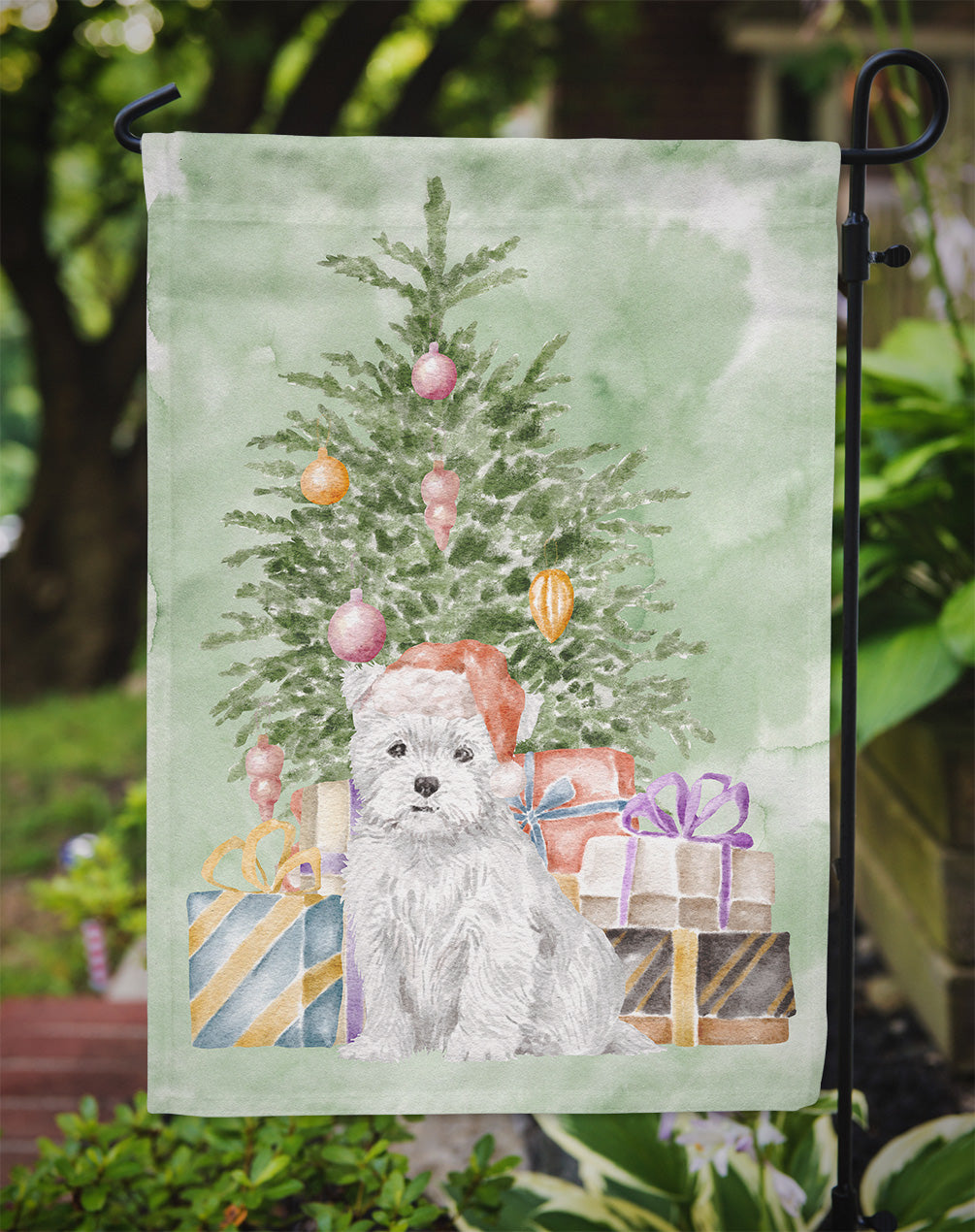 Christmas West Highland White Terrier Puppy Flag Garden Size  the-store.com.