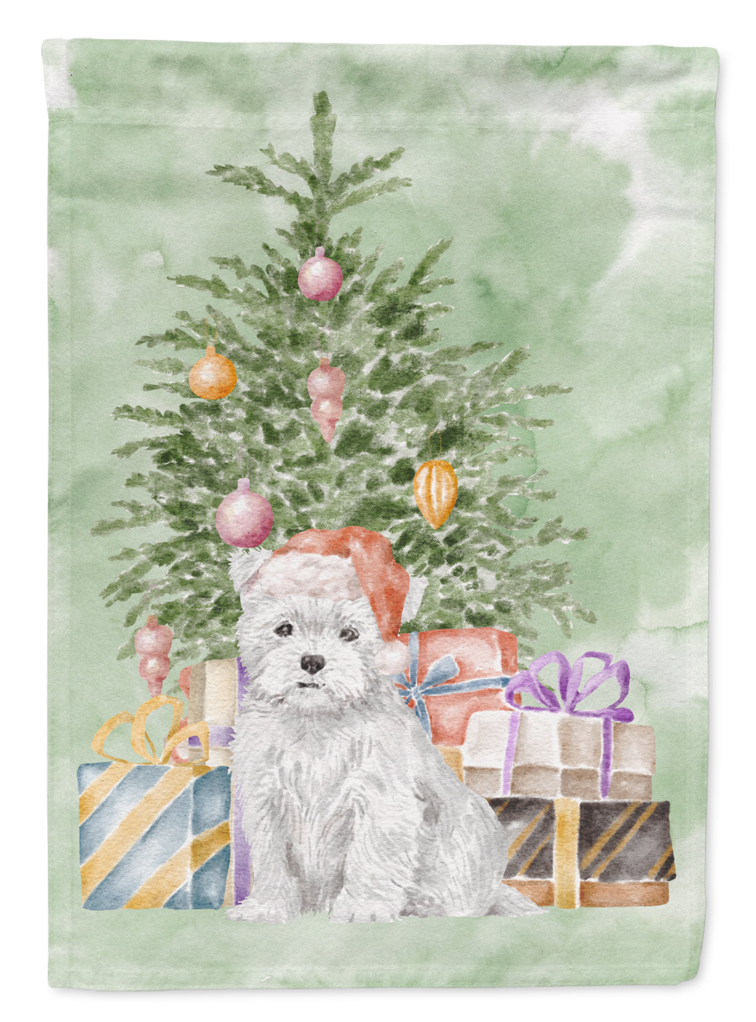 Christmas West Highland White Terrier Puppy Flag Garden Size  the-store.com.