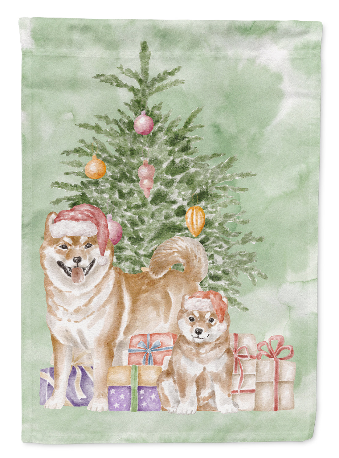 Christmas Shiba Inu Momma and Baby Flag Garden Size  the-store.com.