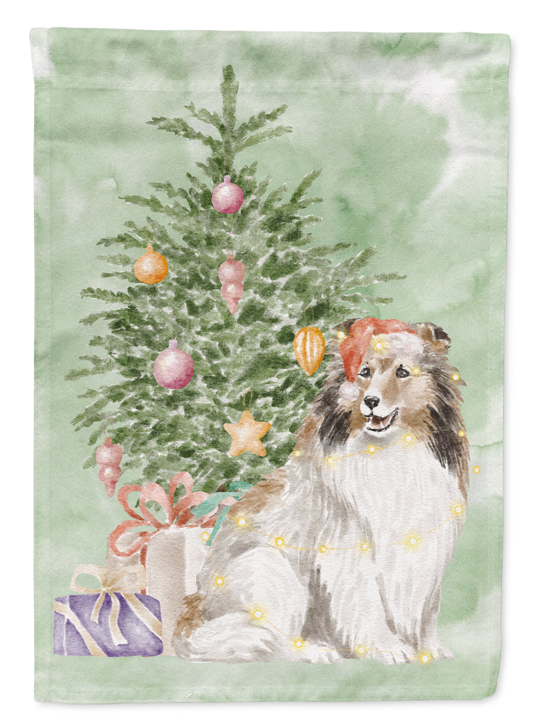 Christmas Sheltie Shetland Sheepdog Flag Garden Size  the-store.com.