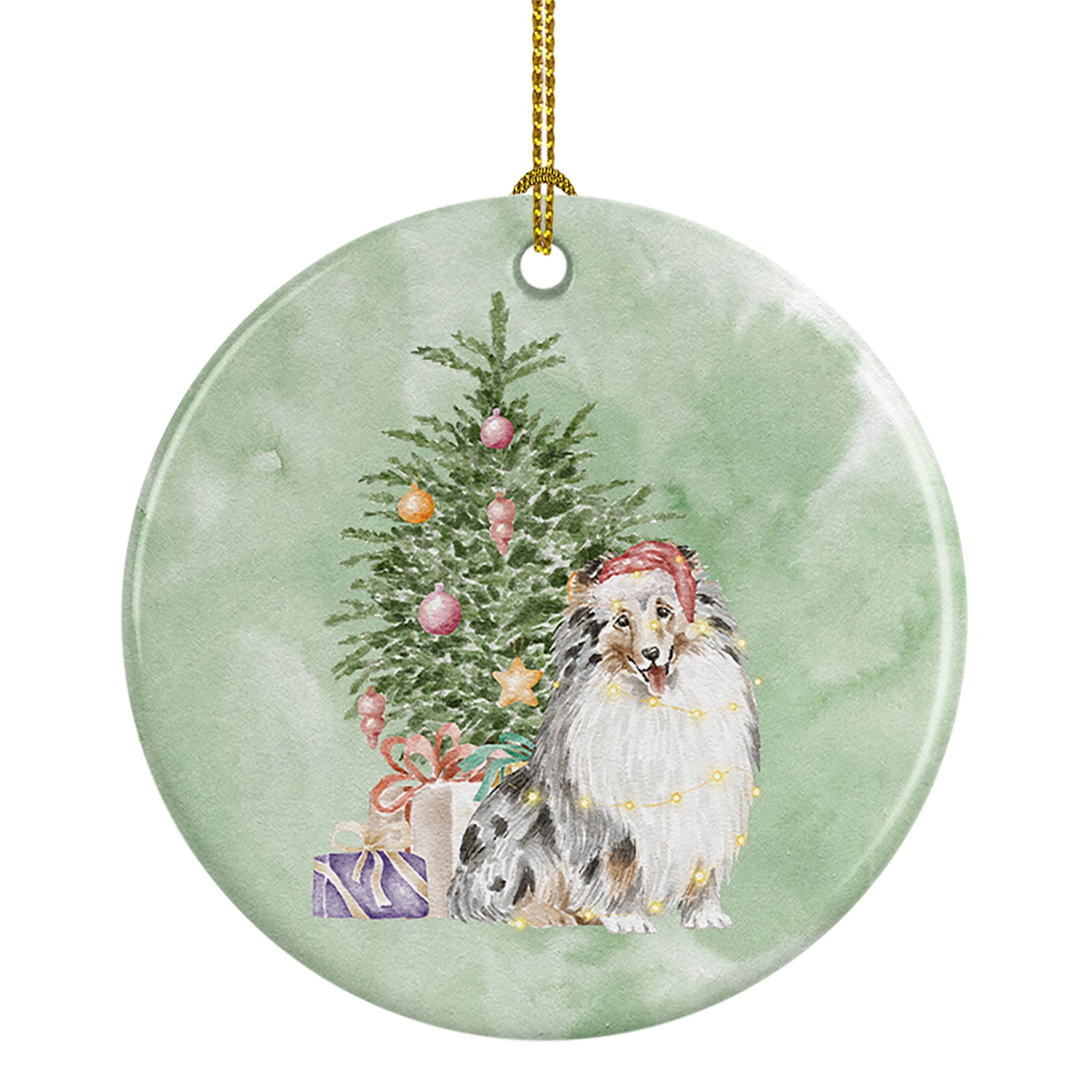 Buy this Christmas Sheltie Shetland Sheepdog Merle Ceramic Ornament