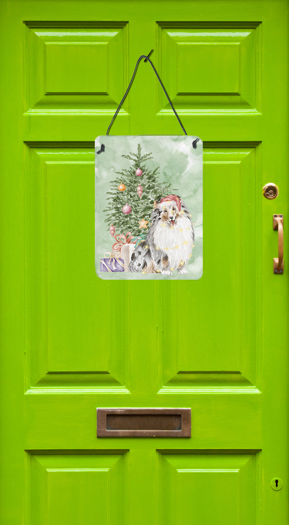 Buy this Christmas Sheltie Shetland Sheepdog Merle Wall or Door Hanging Prints