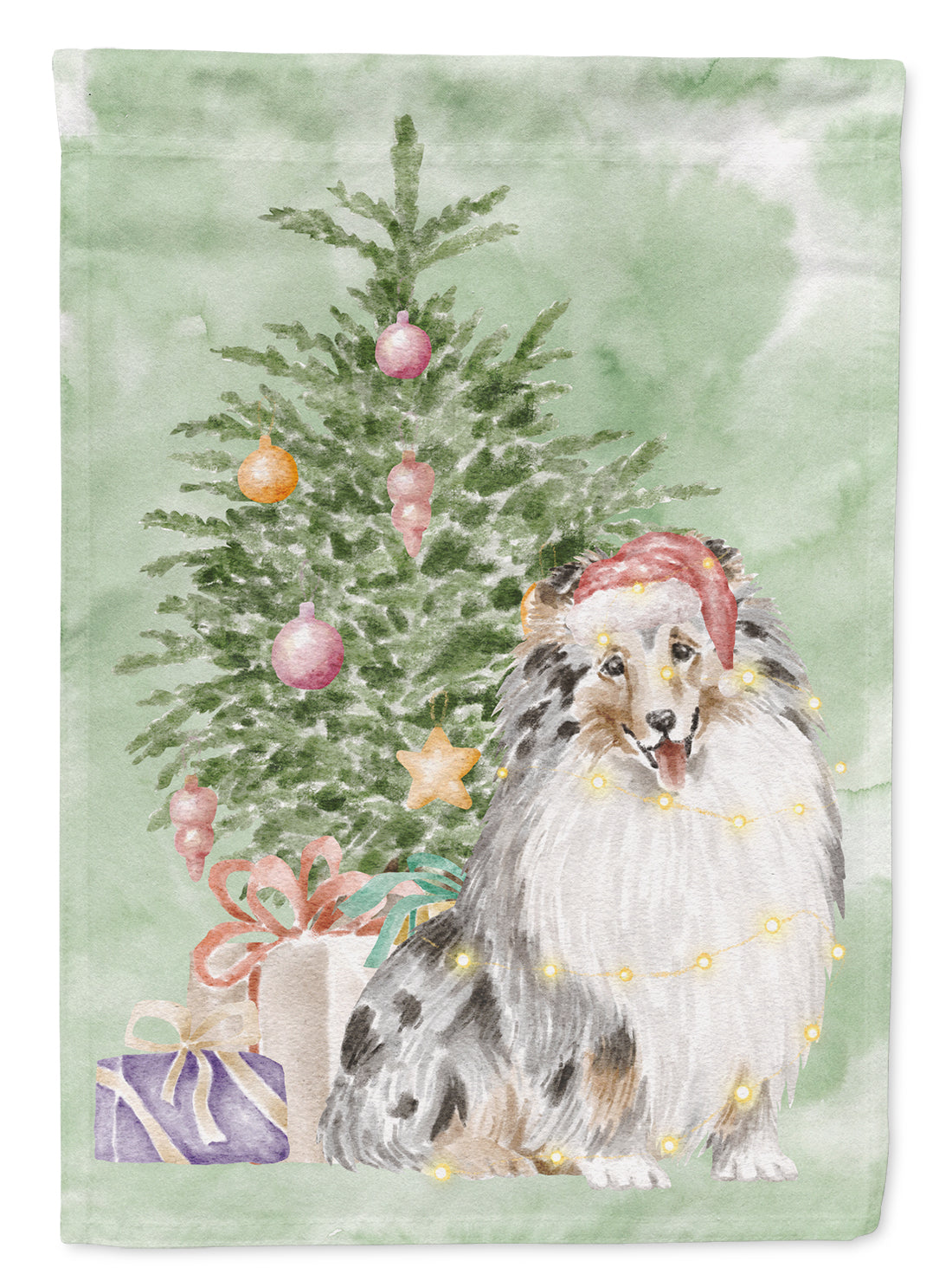 Christmas Sheltie Shetland Sheepdog Merle Flag Garden Size  the-store.com.