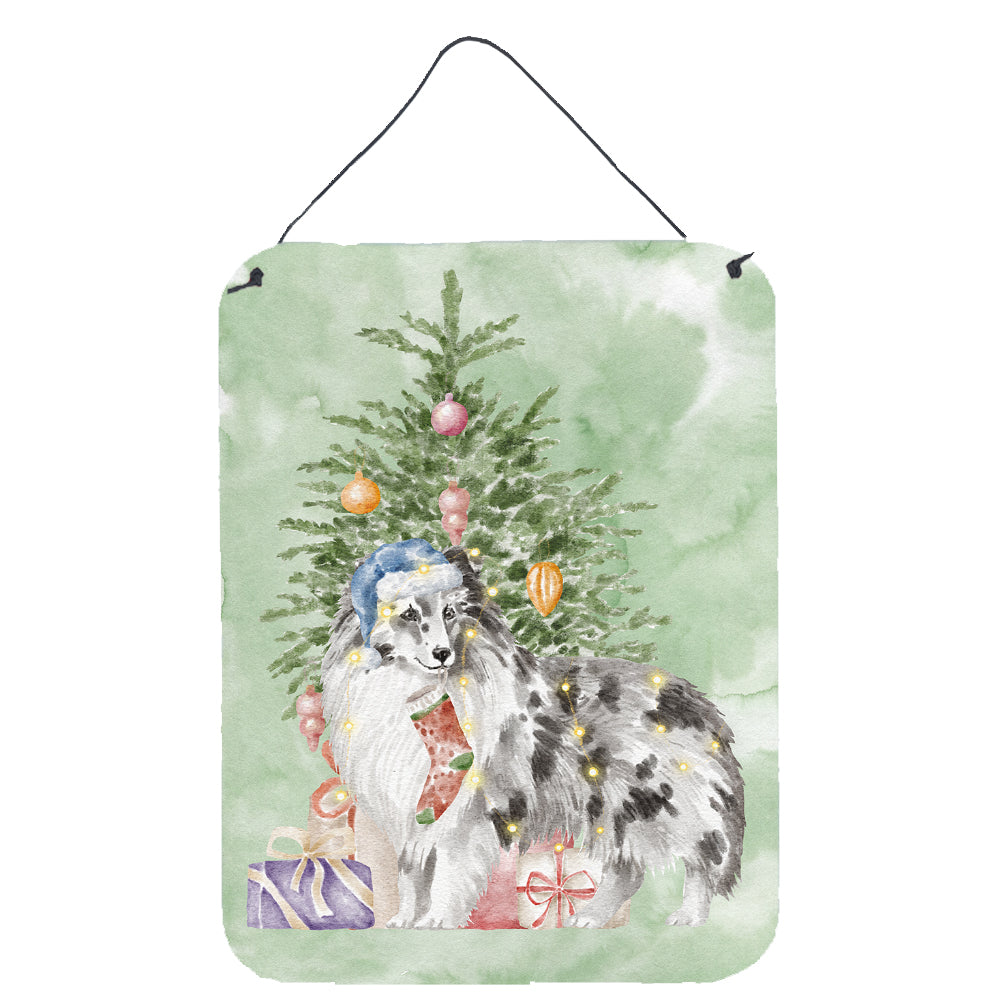 Buy this Christmas Sheltie Shetland Sheepdog Blue Merle Wall or Door Hanging Prints