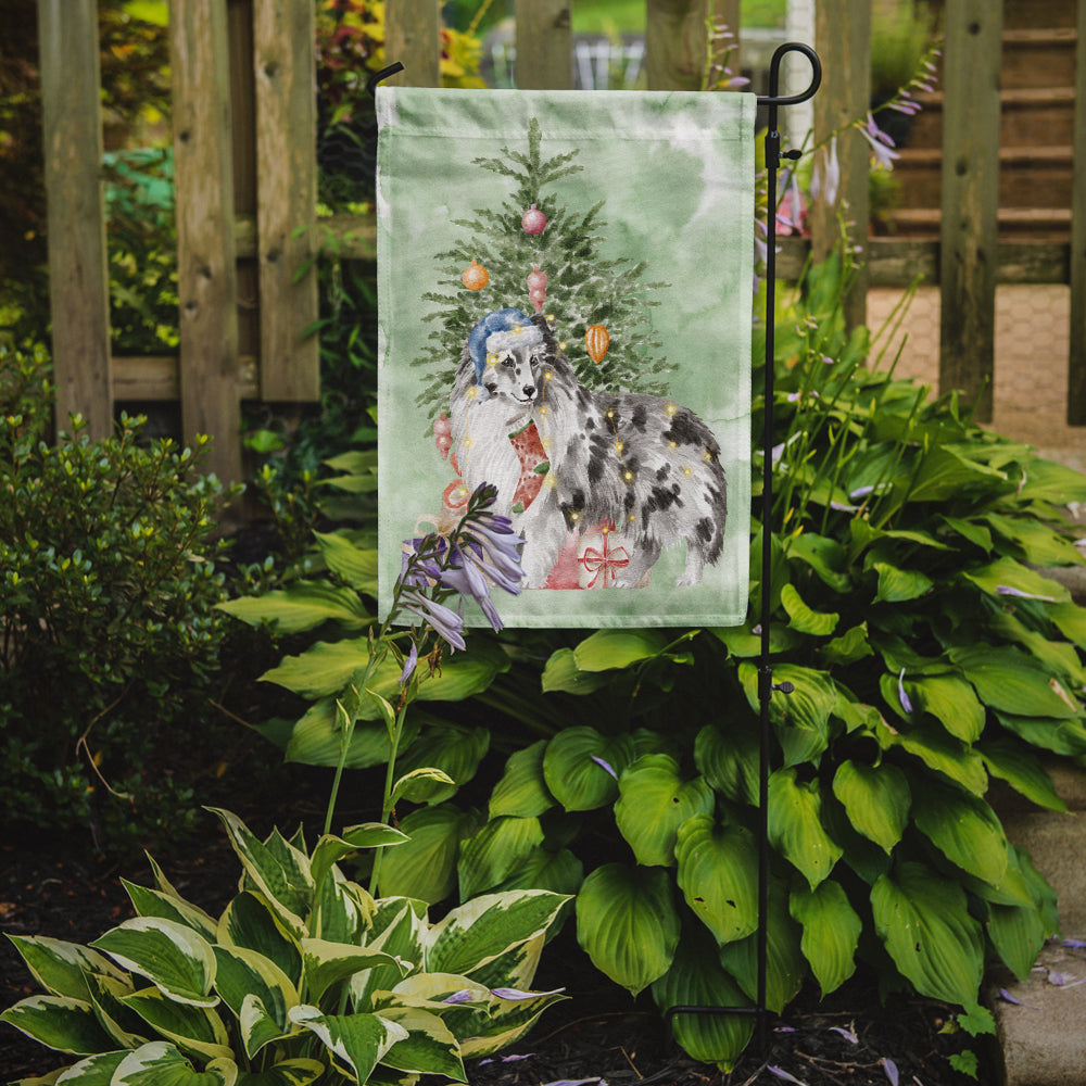 Christmas Sheltie Shetland Sheepdog Blue Merle Flag Garden Size  the-store.com.