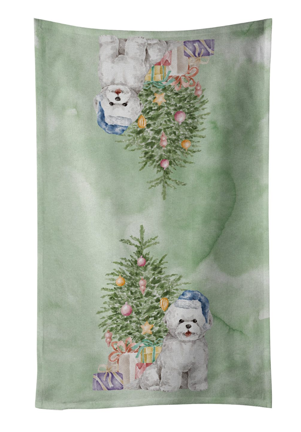 Buy this Christmas Bichon Frise Blue Hat Kitchen Towel