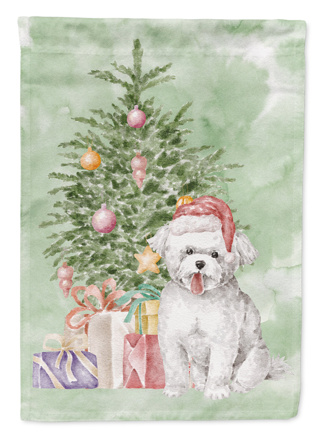 Christmas Bichon Frise Puppy Flag Garden Size  the-store.com.