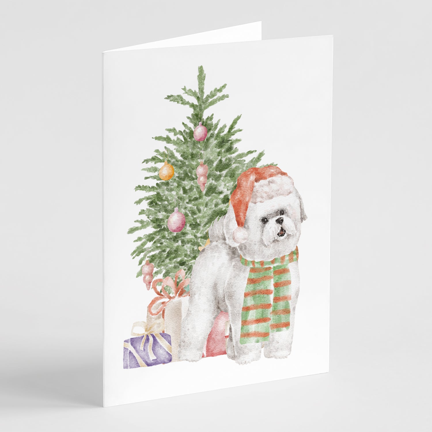 Buy this Christmas Bichon Frise Red Hat Greeting Cards and Envelopes Pack of 8