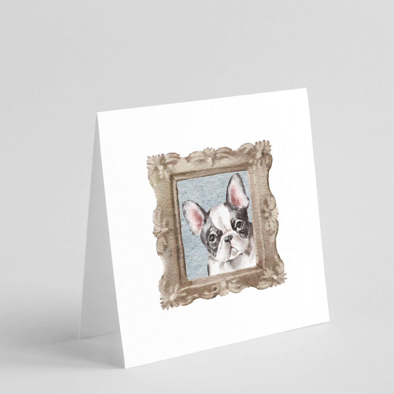 Buy this French Bulldog Black White Square Greeting Cards and Envelopes Pack of 8