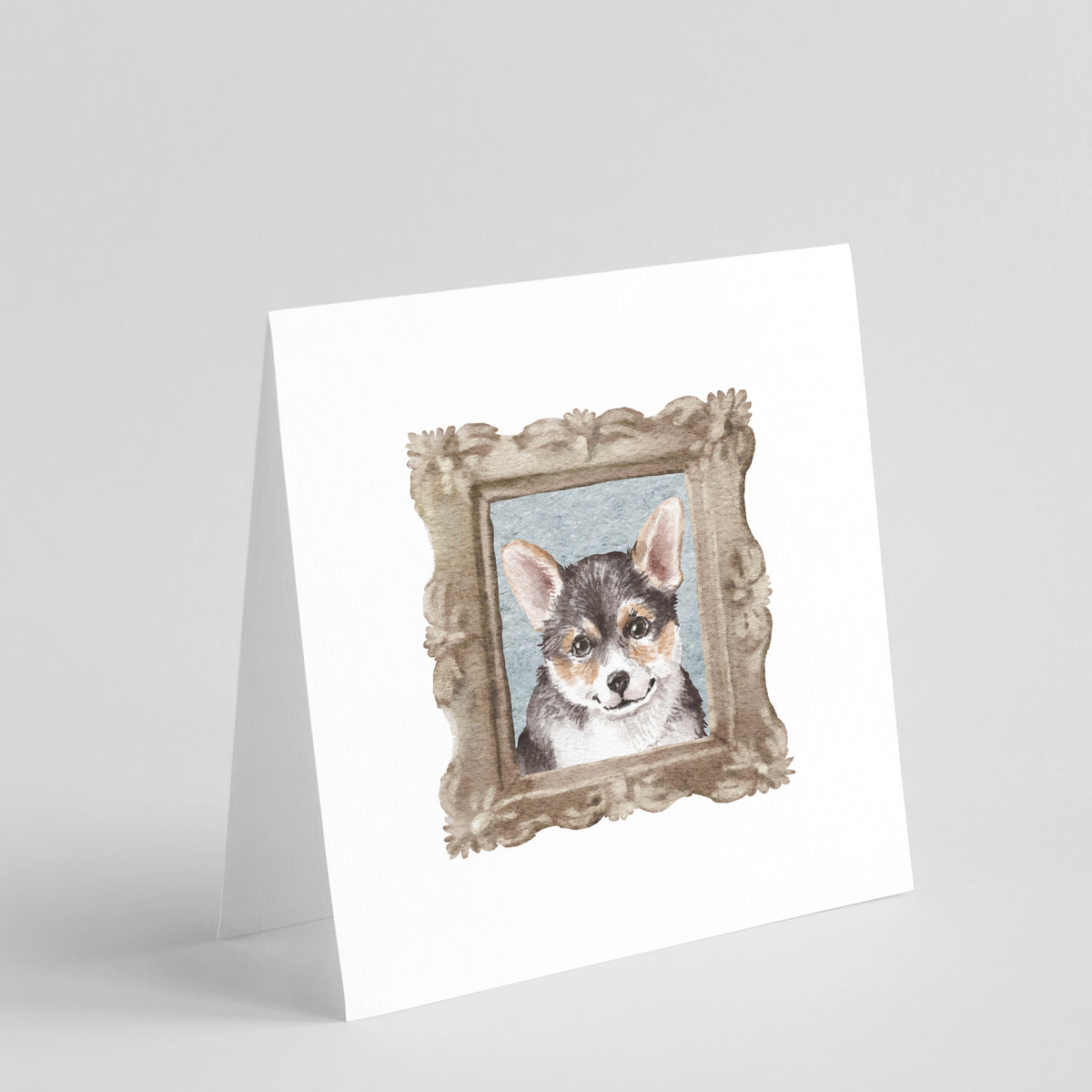 Buy this Corgi Tricolor Puppy Square Greeting Cards and Envelopes Pack of 8