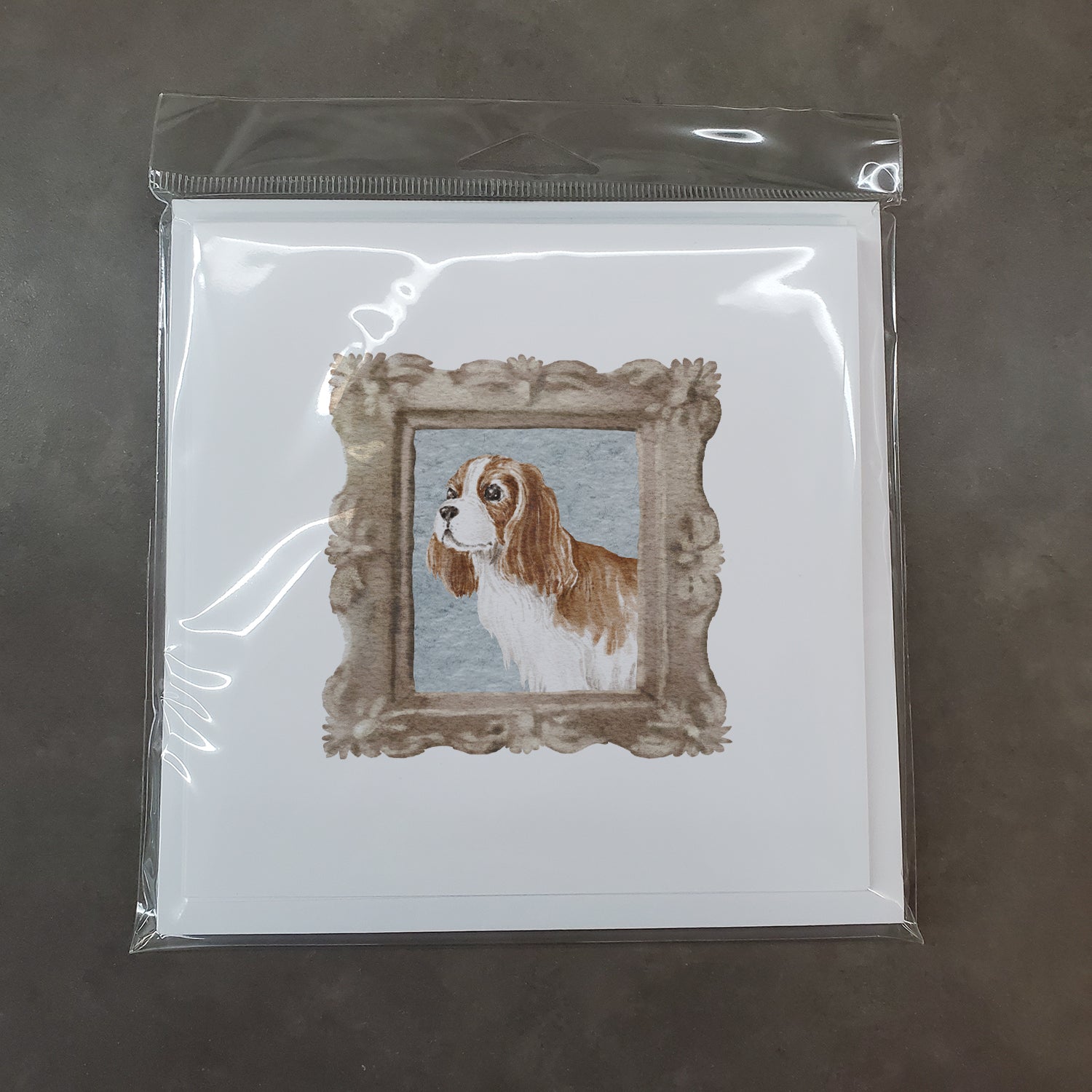 Cavalier King Charles Spaniel Red White Side View Square Greeting Cards and Envelopes Pack of 8 - the-store.com