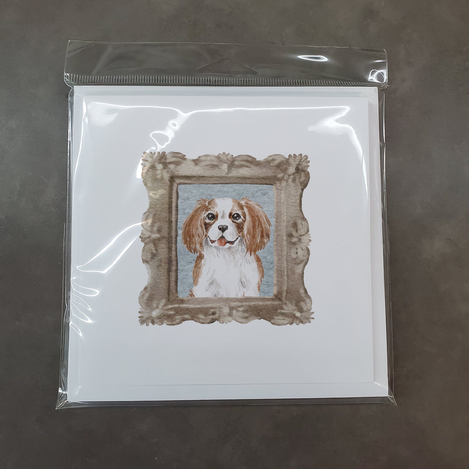 Cavalier King Charles Spaniel Red White Tongue Out Square Greeting Cards and Envelopes Pack of 8 - the-store.com