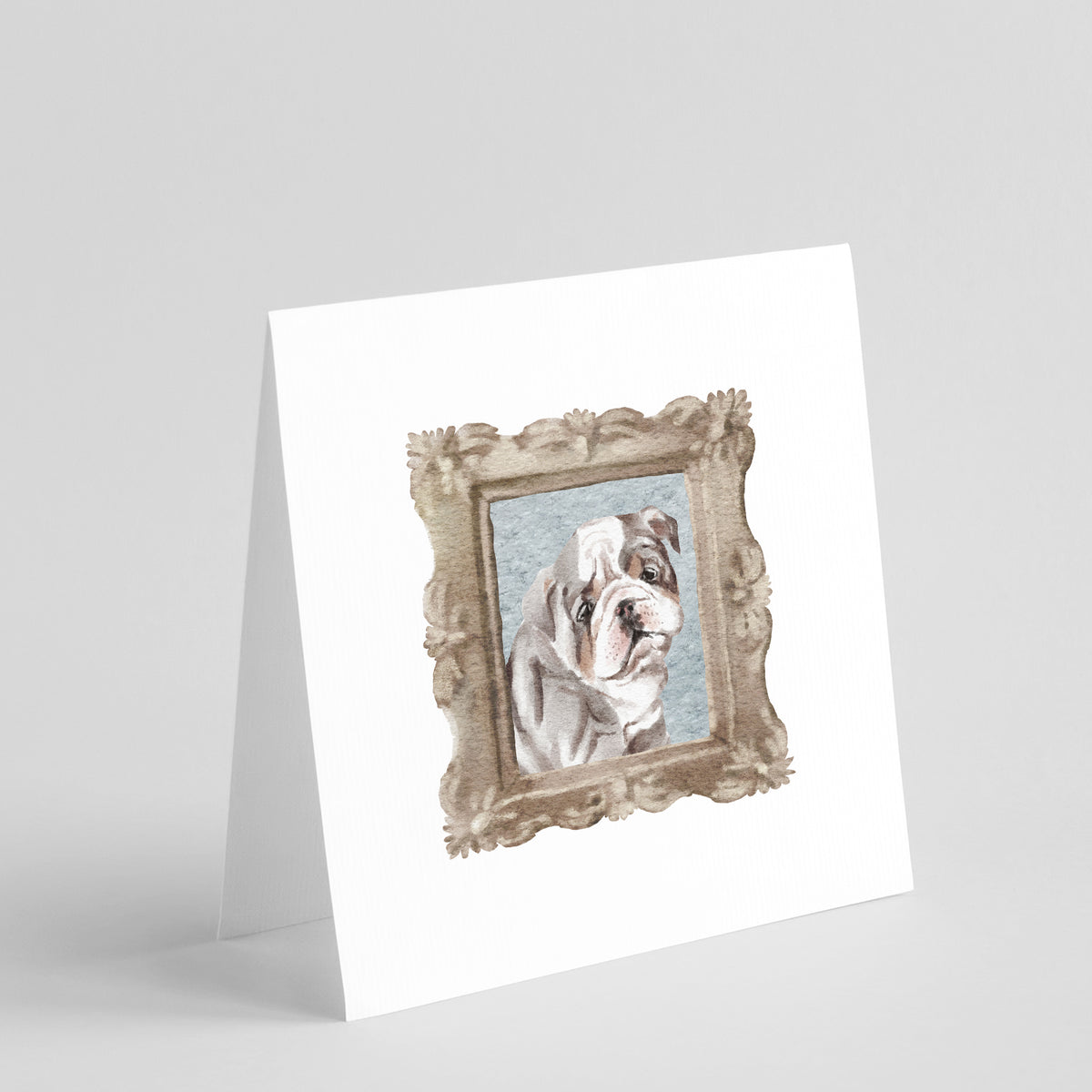 Buy this English Bulldog Tricolor Bulldog Puppy Square Greeting Cards and Envelopes Pack of 8