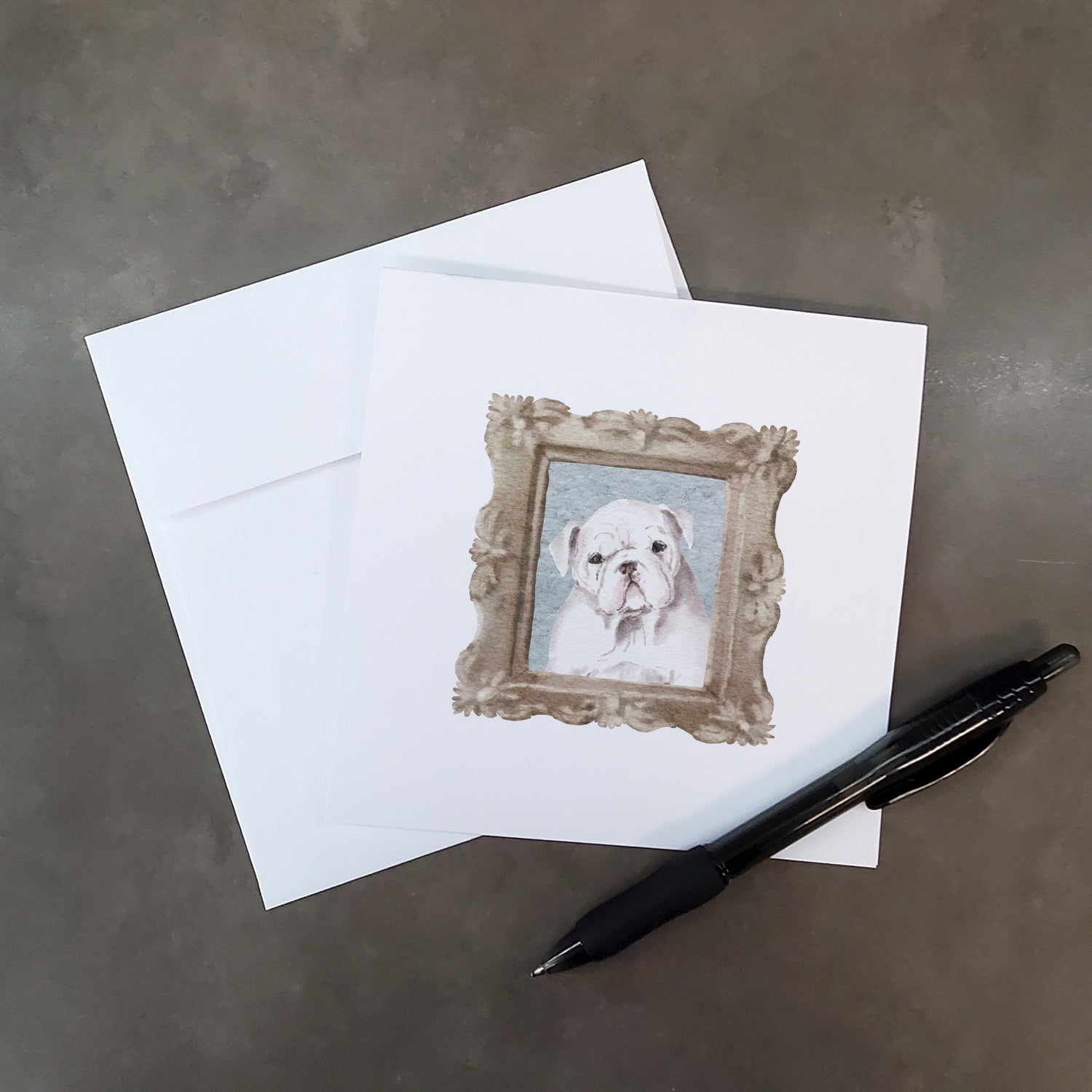 Buy this English Bulldog White Puppy Square Greeting Cards and Envelopes Pack of 8