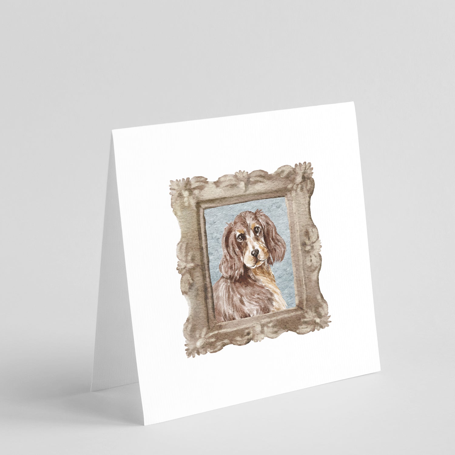 Buy this English Cocker Spaniel Liver Tan Front View Square Greeting Cards and Envelopes Pack of 8