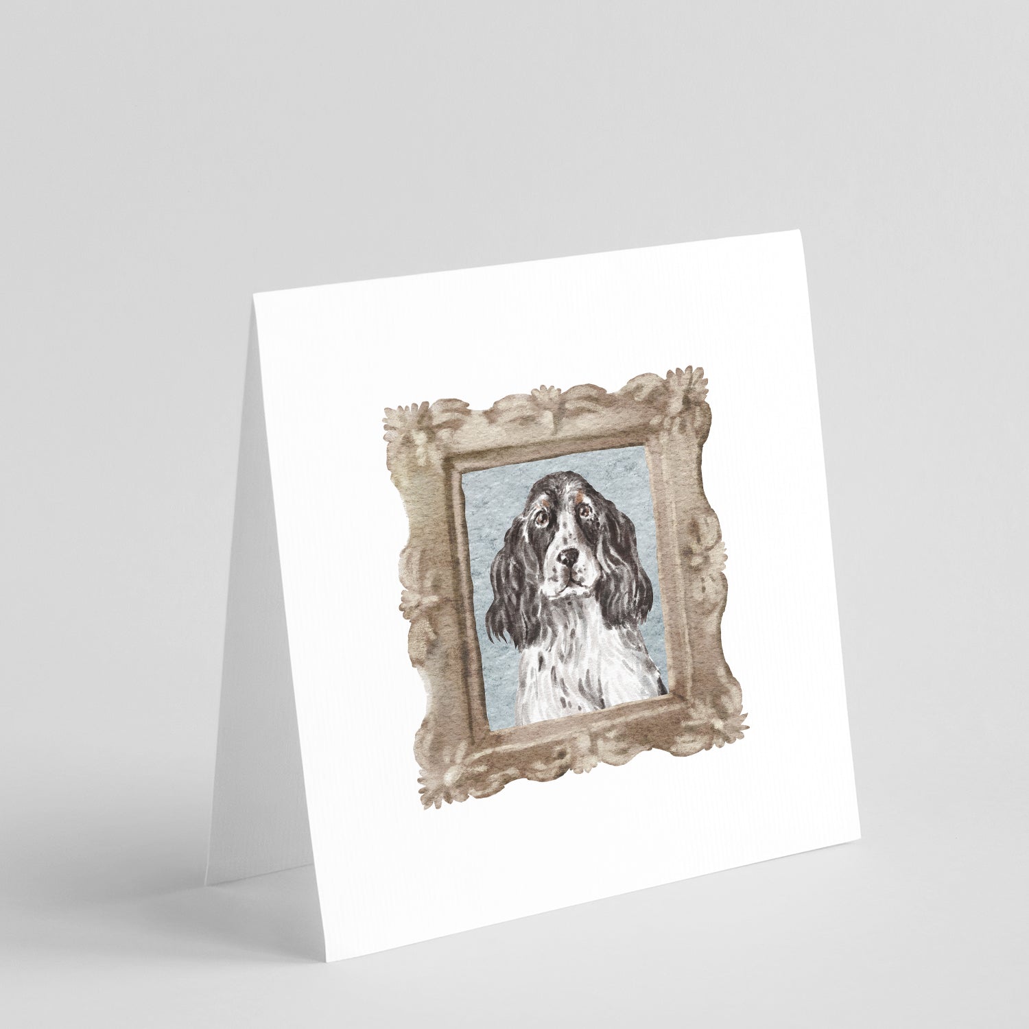 Buy this English Cocker Spaniel Speckled Front View Square Greeting Cards and Envelopes Pack of 8