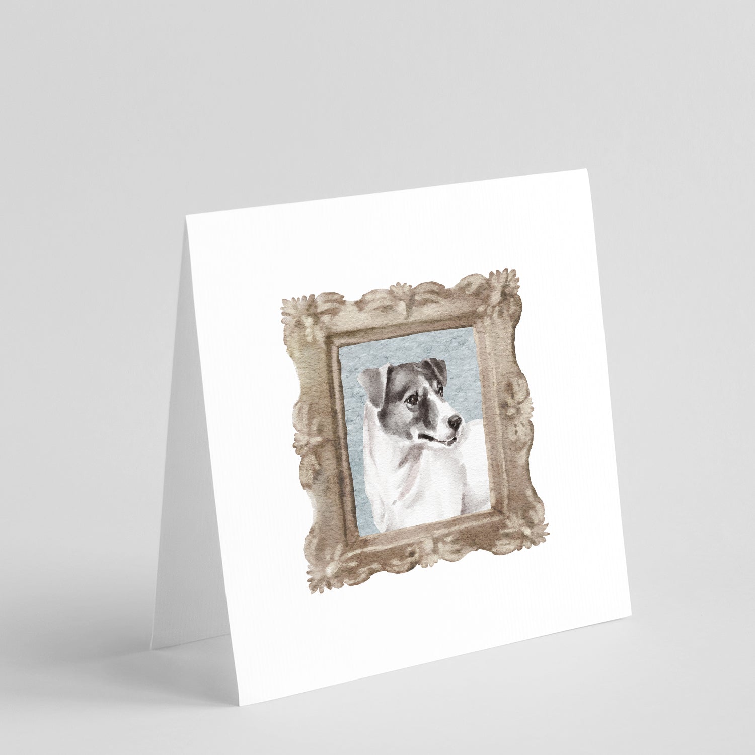 Buy this Jack Russell Terrier Black White Side View Square Greeting Cards and Envelopes Pack of 8