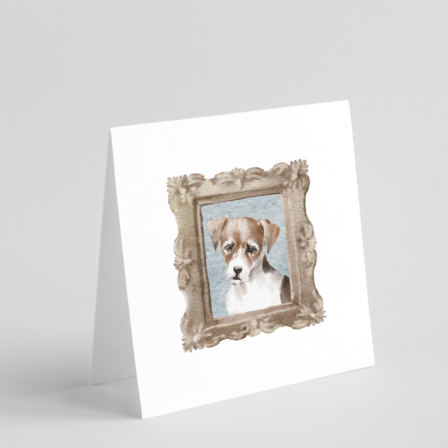 Buy this Jack Russell Terrier Tricolor Front View Square Greeting Cards and Envelopes Pack of 8