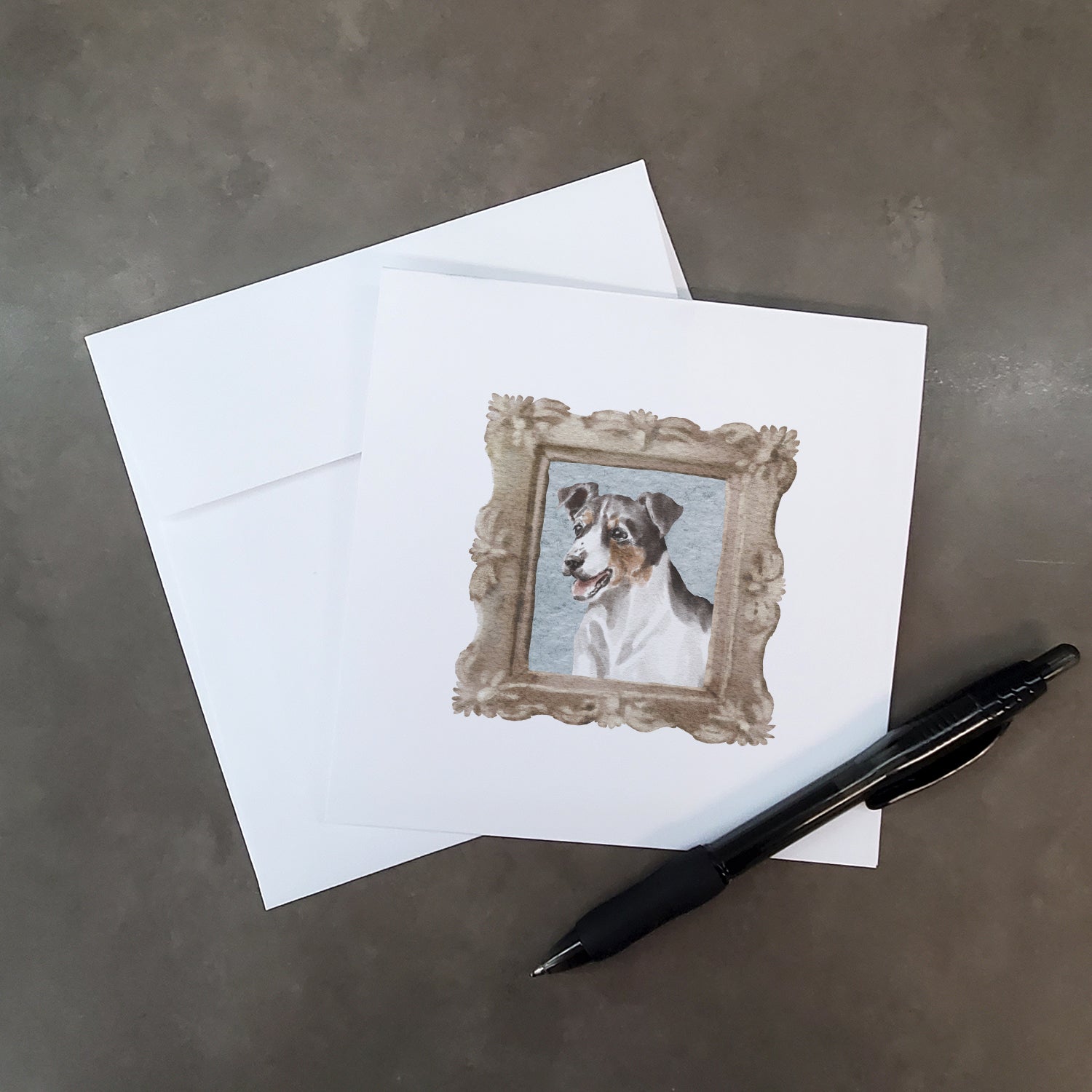 Buy this Jack Russell Terrier Tricolor Smile Square Greeting Cards and Envelopes Pack of 8