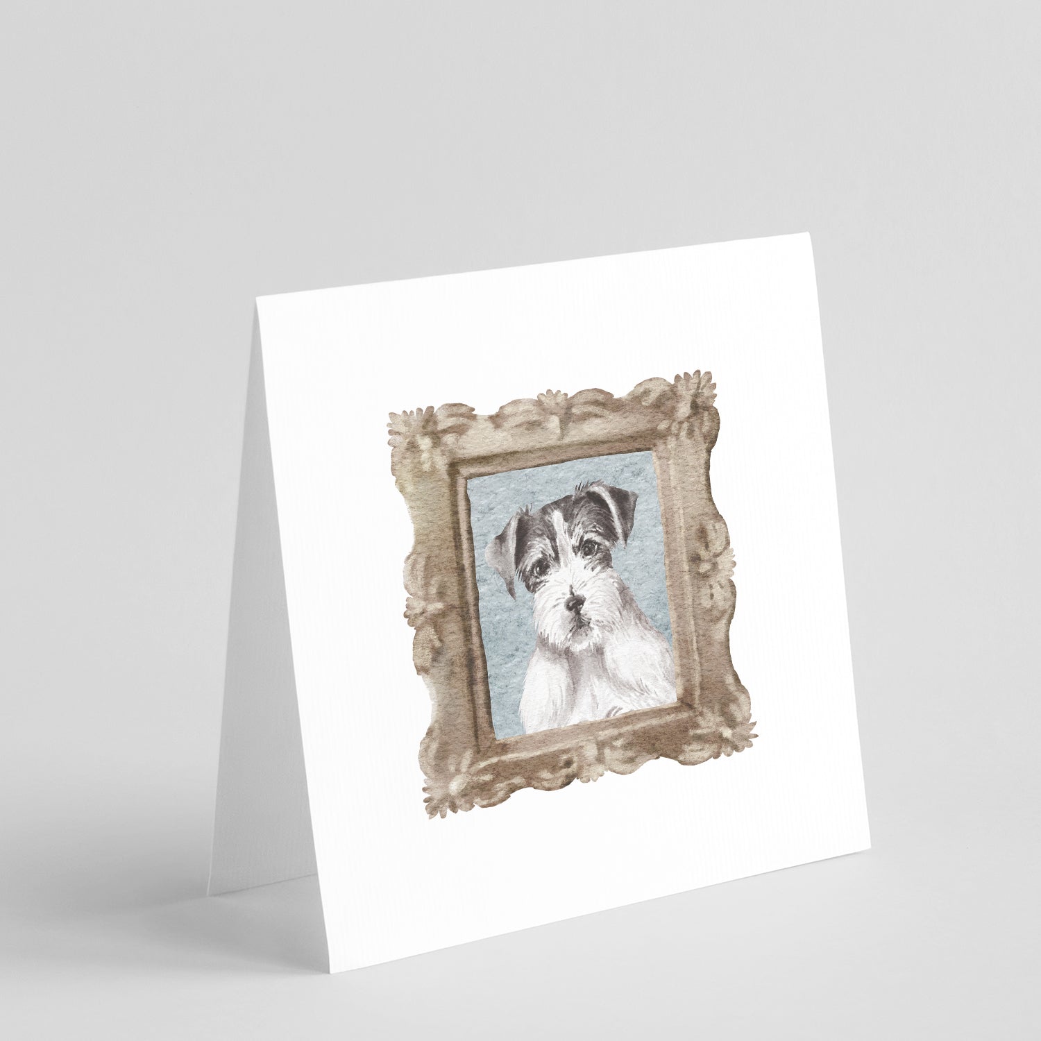 Buy this Jack Russell Terrier Black White Front View Square Greeting Cards and Envelopes Pack of 8