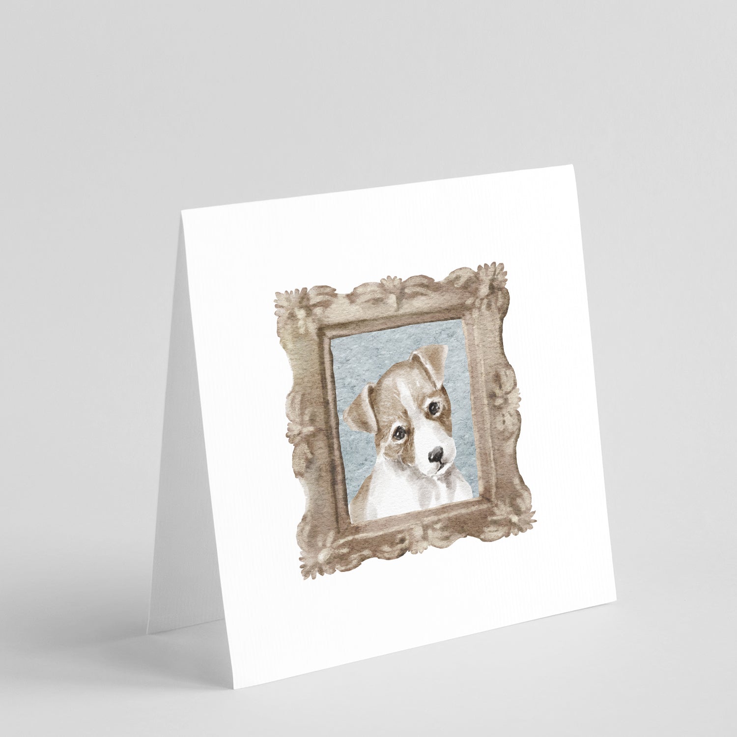 Buy this Jack Russell Terrier Tan White Puppy Square Greeting Cards and Envelopes Pack of 8