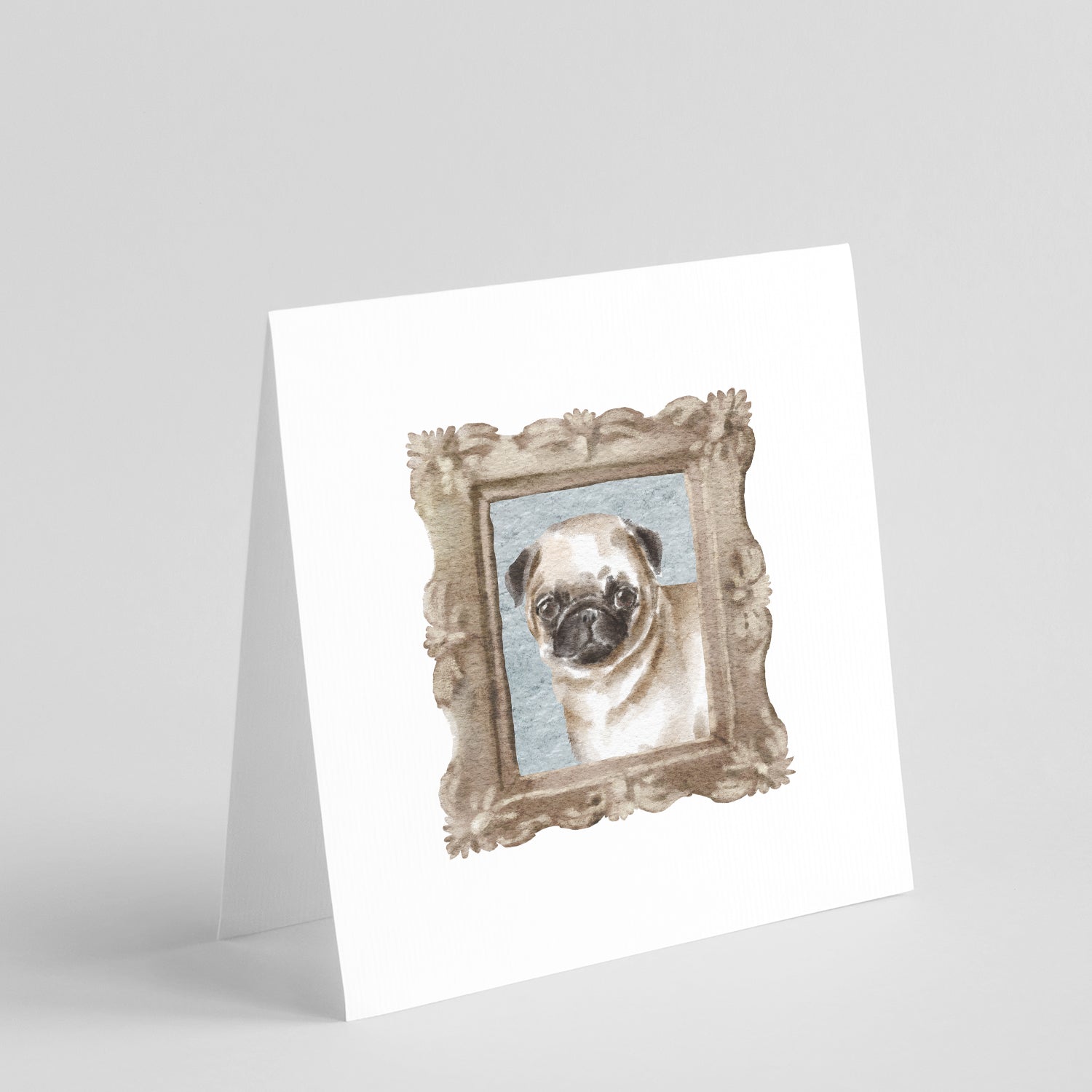 Buy this Pug Fawn Front View Square Greeting Cards and Envelopes Pack of 8