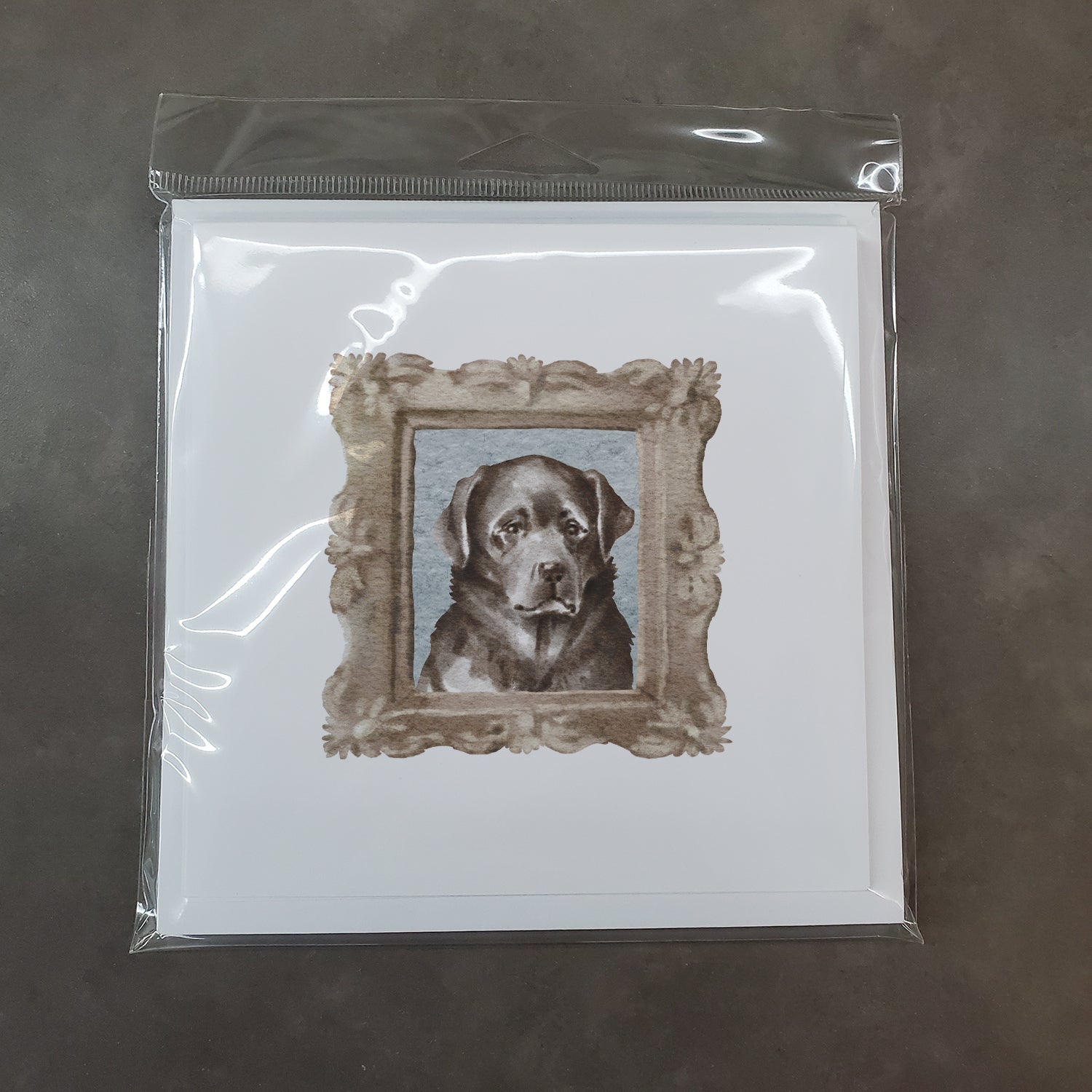 Labrador Retriever Black Front View Square Greeting Cards and Envelopes Pack of 8 - the-store.com