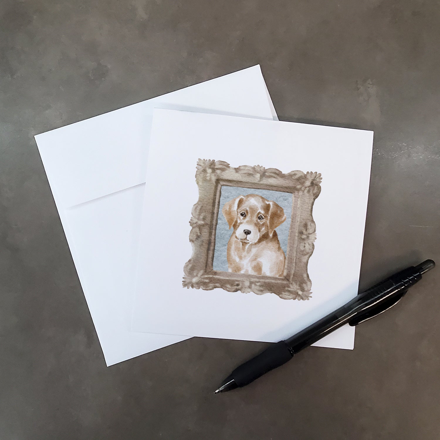 Labrador Retriever Yellow Puppy Front View Square Greeting Cards and Envelopes Pack of 8 - the-store.com