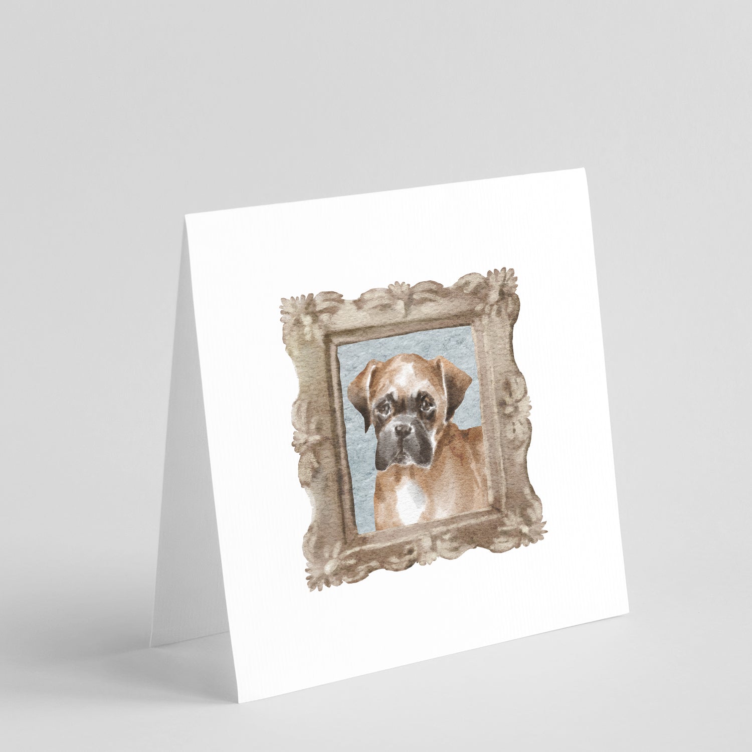 Buy this Boxer Fawn Front View Square Greeting Cards and Envelopes Pack of 8