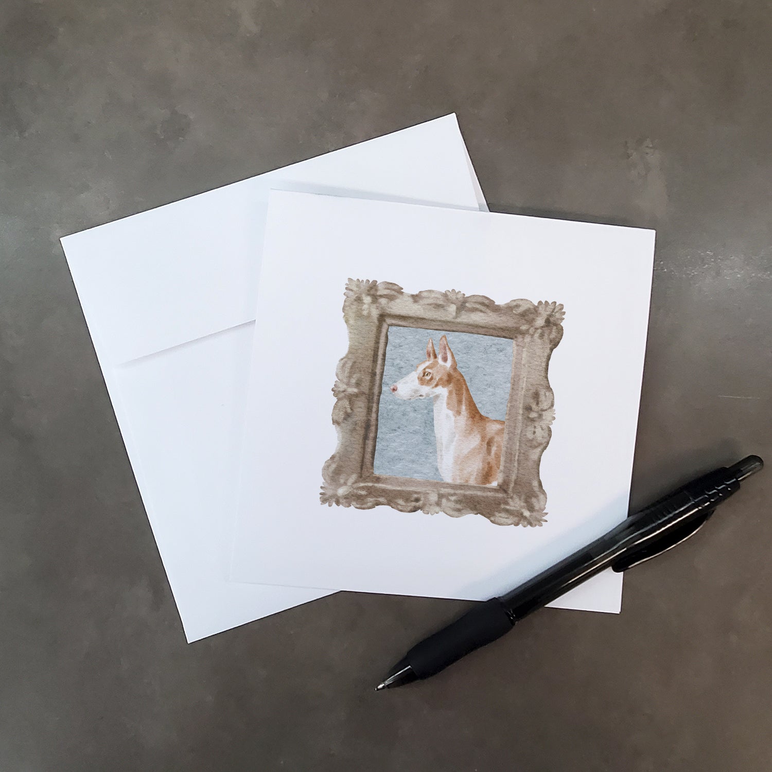 Ibizan Hound Side View Square Greeting Cards and Envelopes Pack of 8 - the-store.com