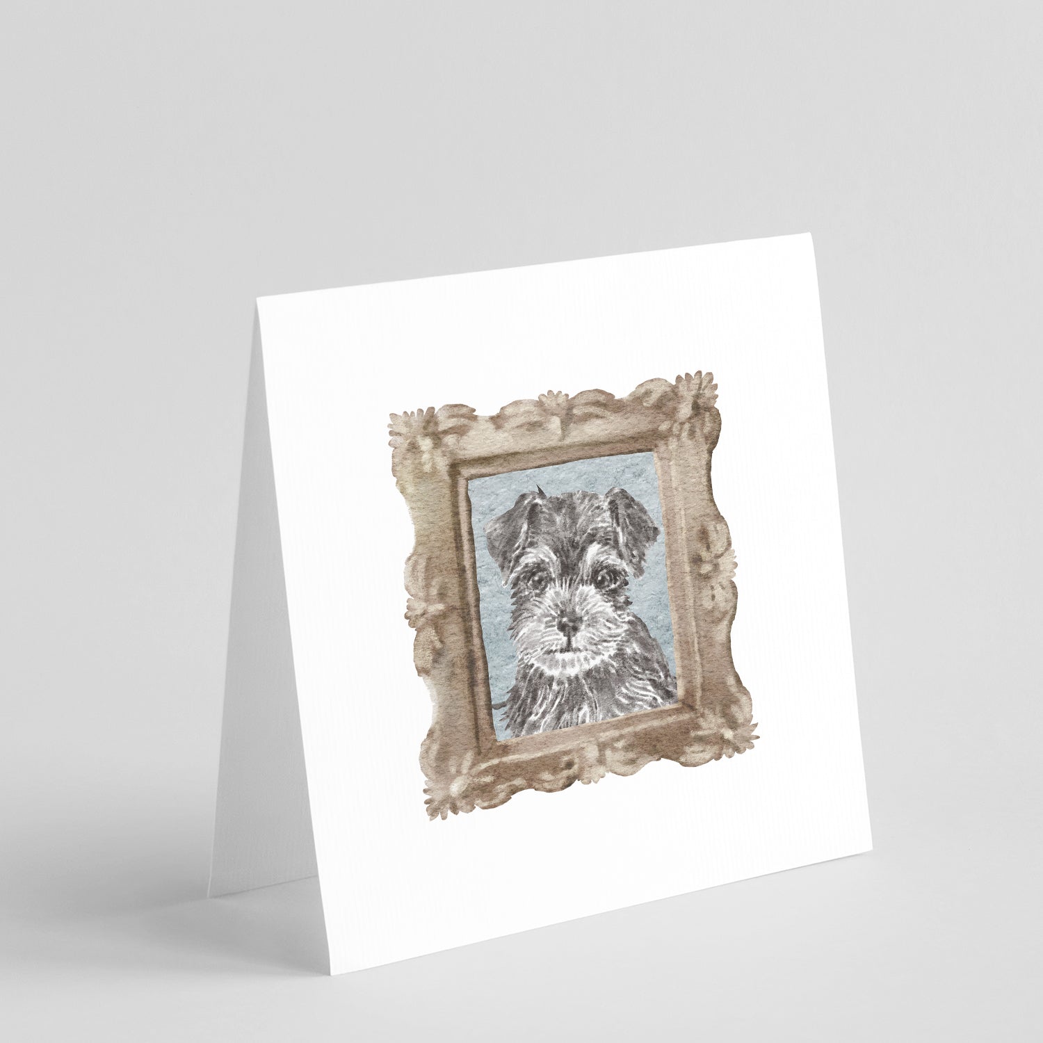 Buy this Schnauzer Grey Puppy Square Greeting Cards and Envelopes Pack of 8