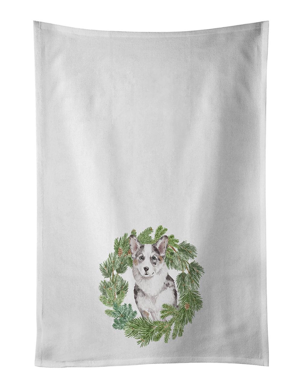 Buy this Corgi Blue Merle Christmas Wreath White Kitchen Towel Set of 2