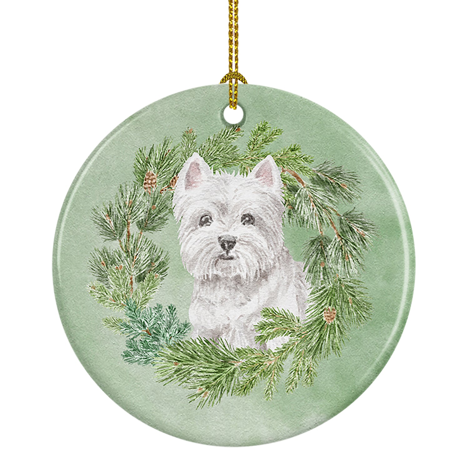 Buy this West Highland White Terrier Sitting Pretty Christmas Wreath Ceramic Ornament