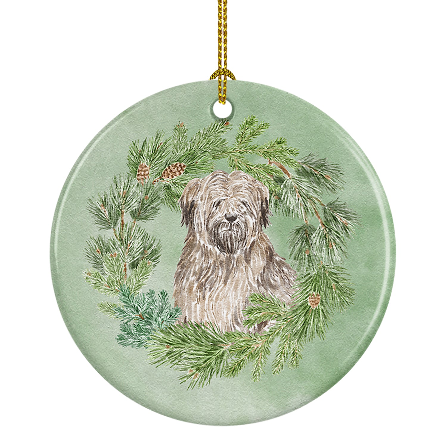 Buy this Briard Christmas Wreath Ceramic Ornament