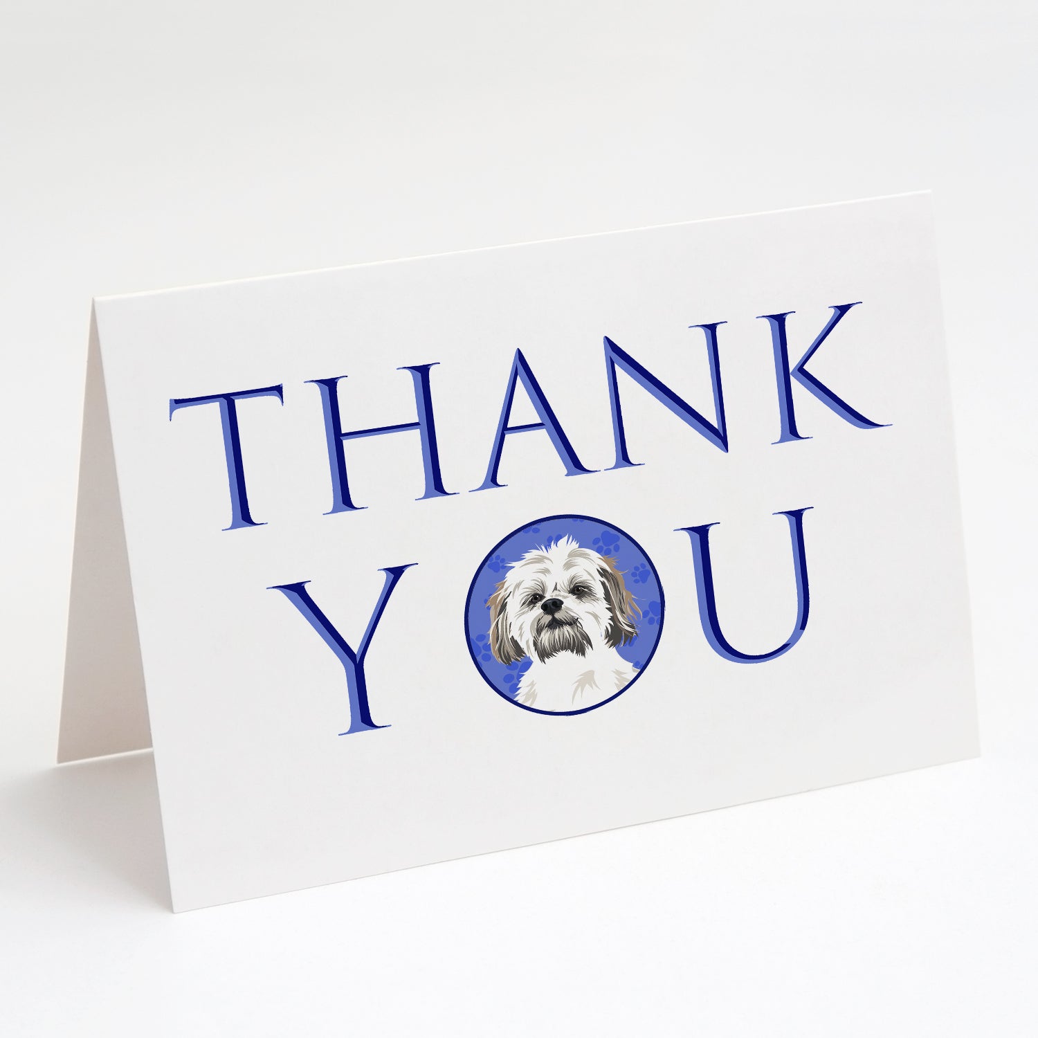 Buy this Shih-Tzu Silver Gold and White #1 Thank You Greeting Cards and Envelopes Pack of 8