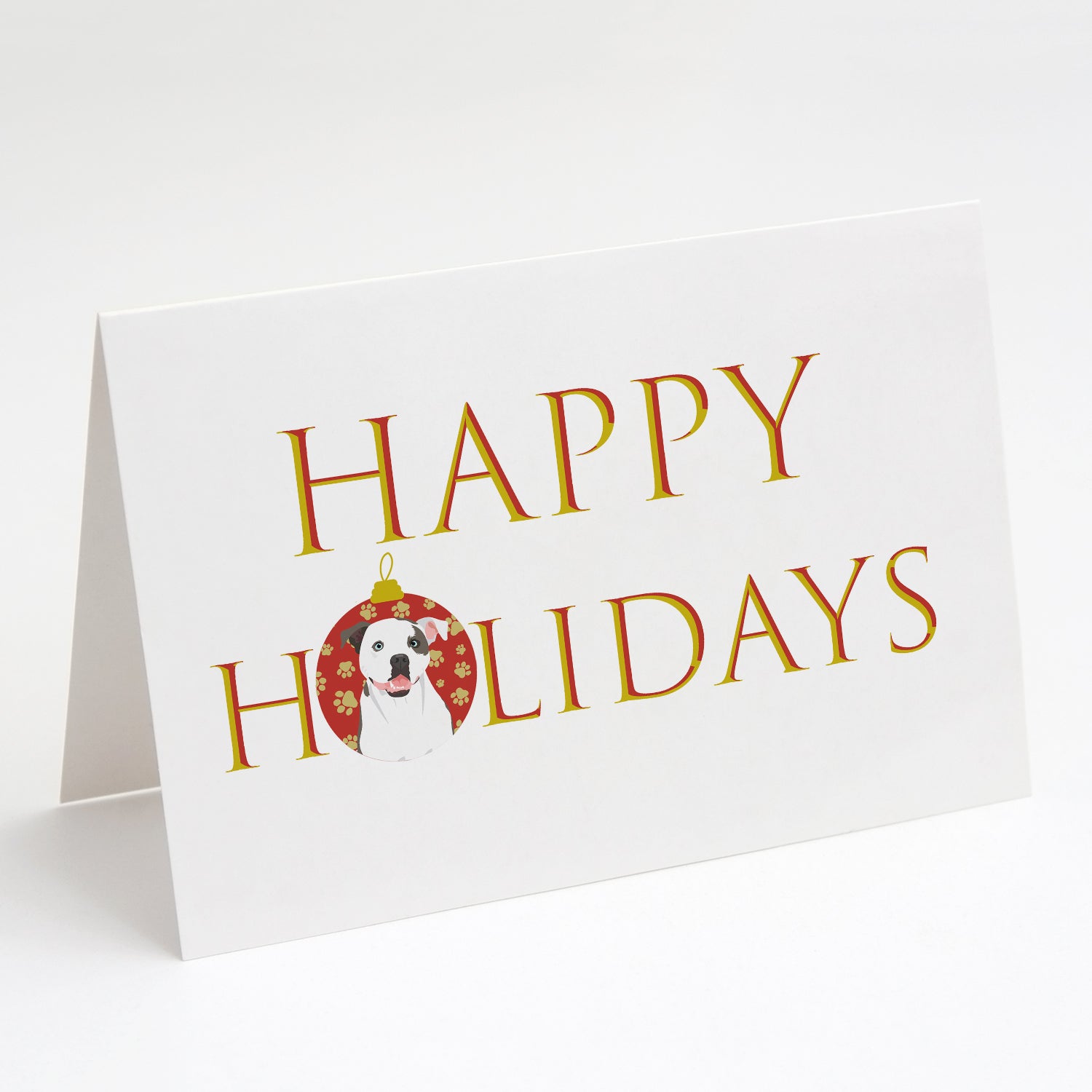 Buy this Pit Bull White #3 Happy Holidays Greeting Cards and Envelopes Pack of 8