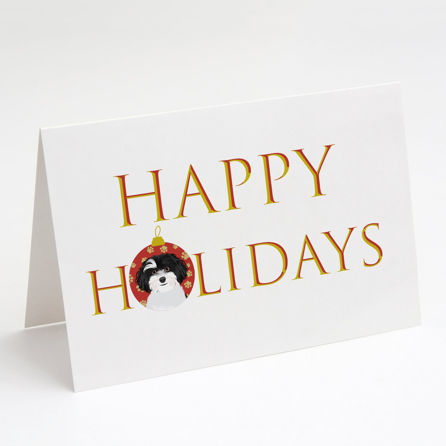 Buy this Shih-Tzu Black and White #1 Happy Holidays Greeting Cards and Envelopes Pack of 8