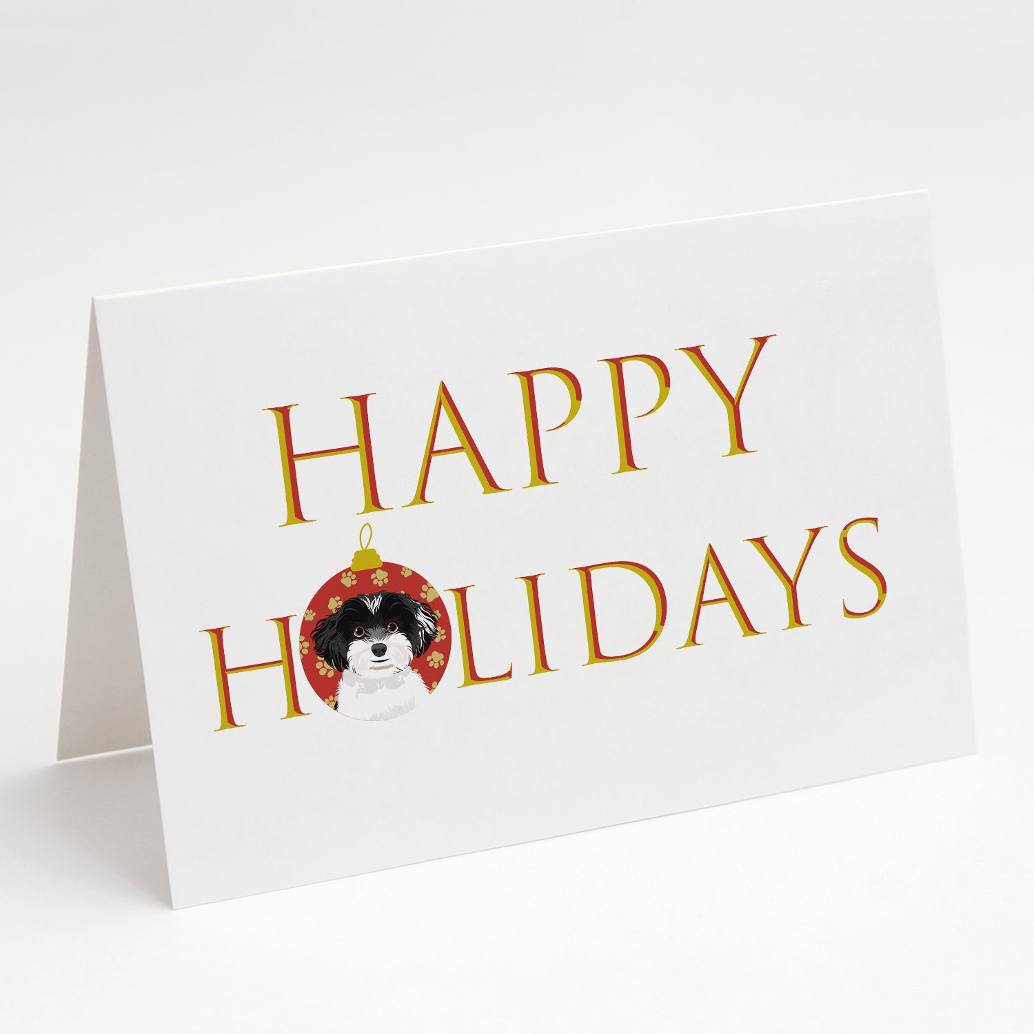 Buy this Shih-Tzu Black and White #4 Happy Holidays Greeting Cards and Envelopes Pack of 8