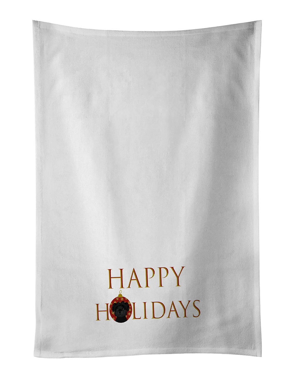 Buy this Shih-Tzu Black Happy Holidays White Kitchen Towel Set of 2