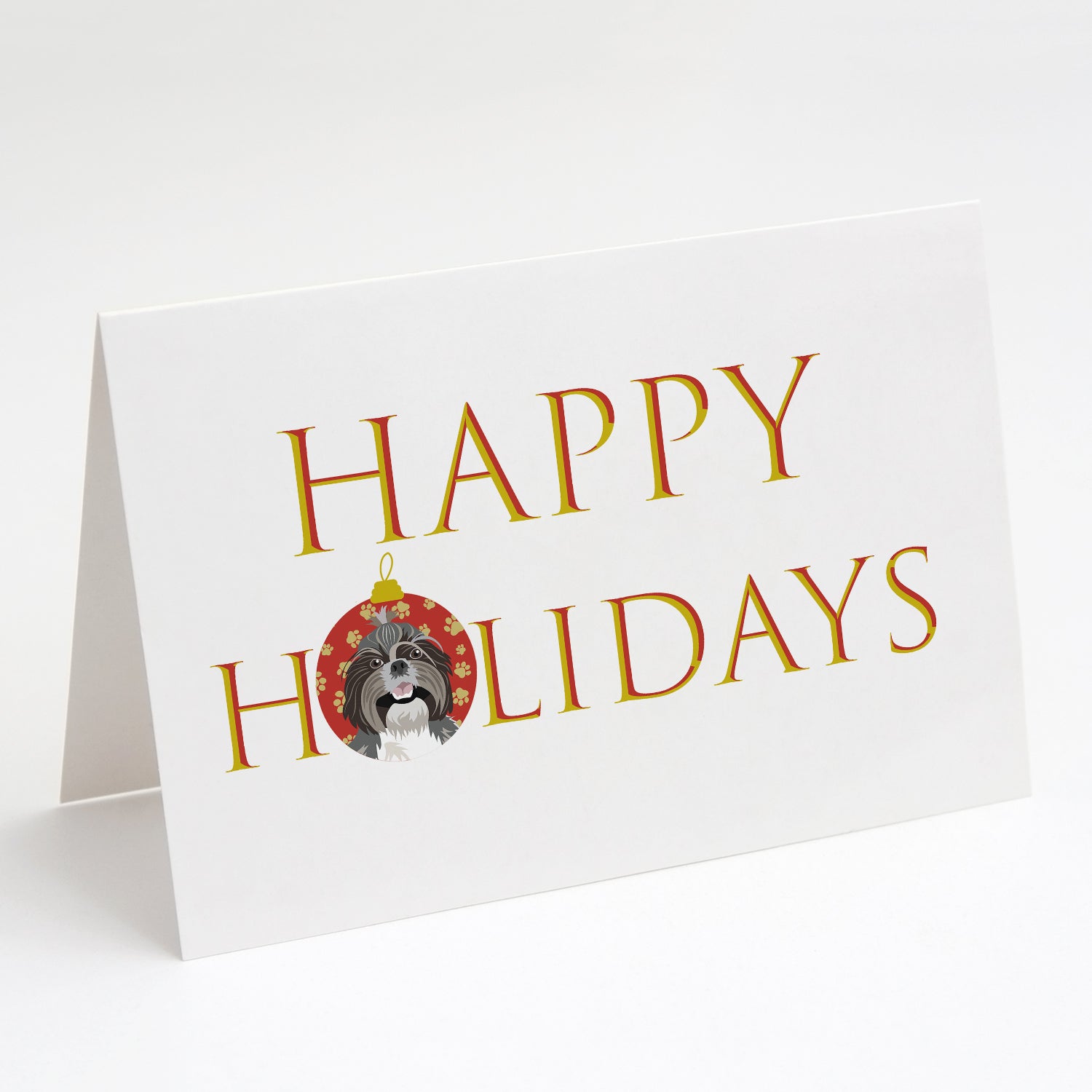 Buy this Shih-Tzu Silver and White #2 Happy Holidays Greeting Cards and Envelopes Pack of 8