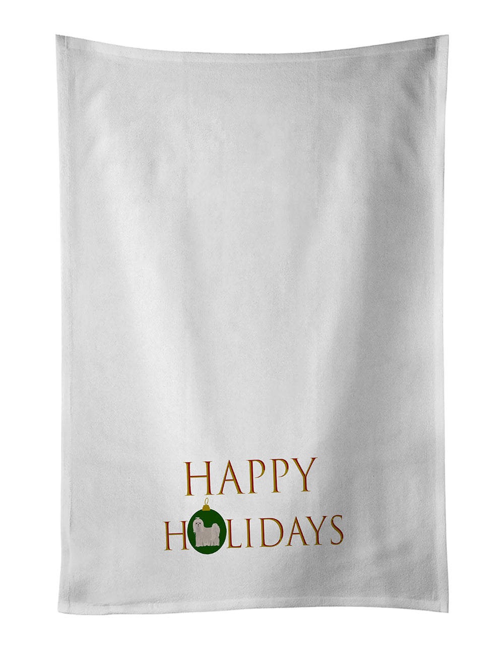 Buy this Maltese Happy Holidays White Kitchen Towel Set of 2