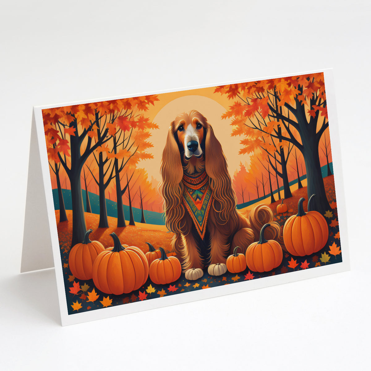 Buy this Afghan Hound Fall Greeting Cards and Envelopes Pack of 8