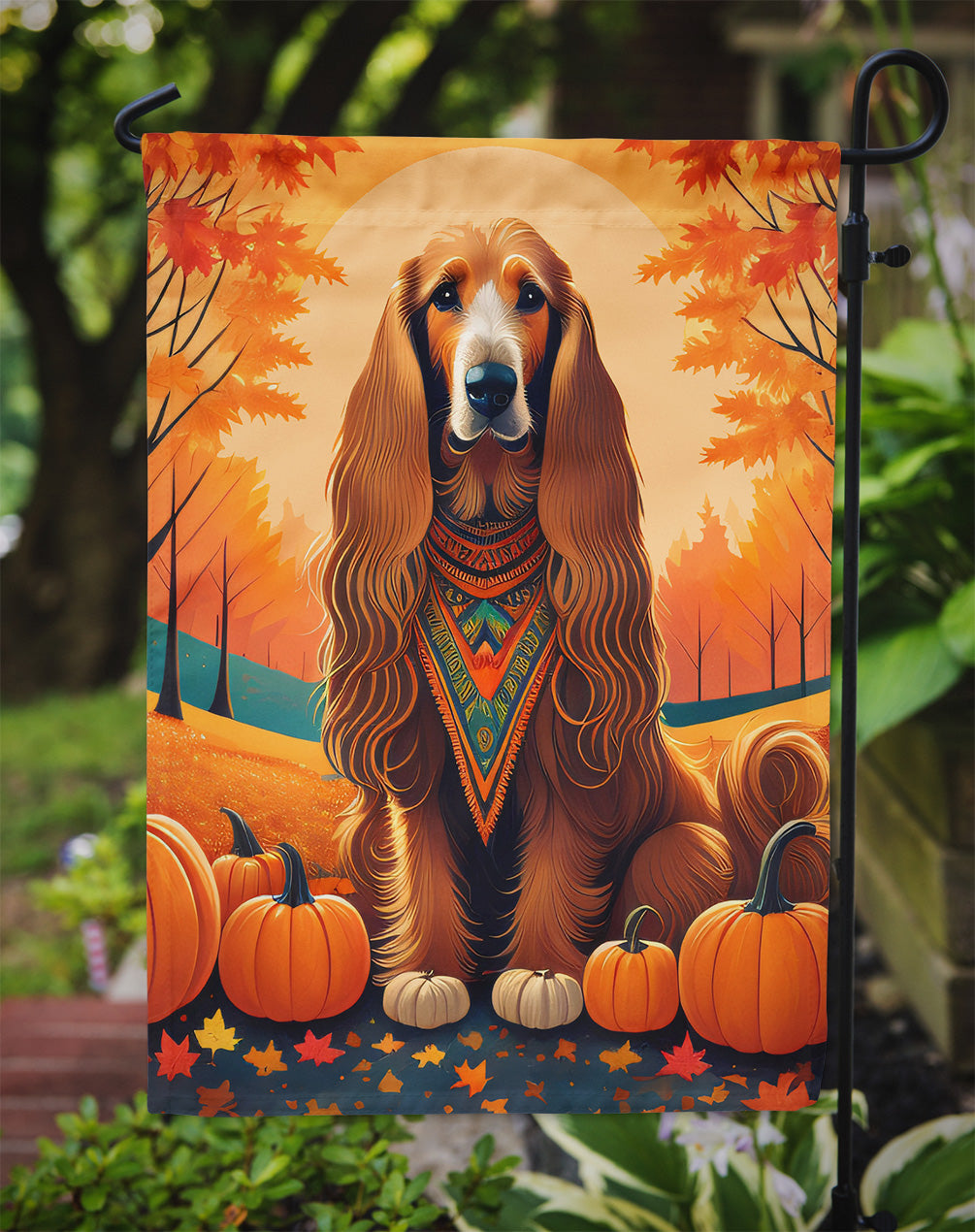 Afghan Hound Fall Garden Flag