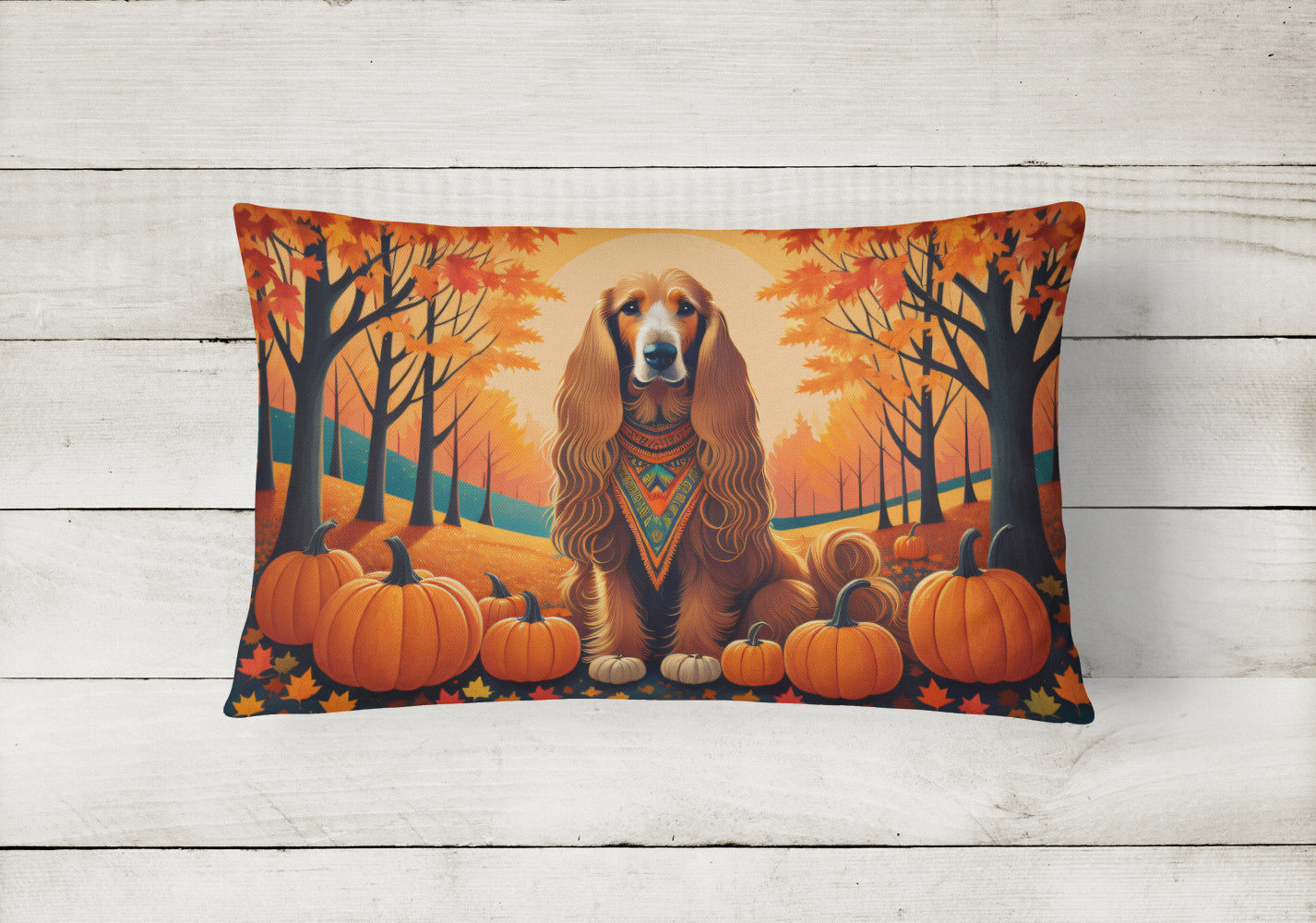 Afghan Hound Fall Fabric Decorative Pillow  the-store.com.