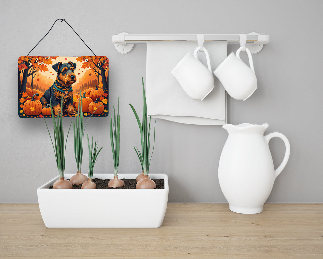 Airedale Terrier Fall Wall or Door Hanging Prints