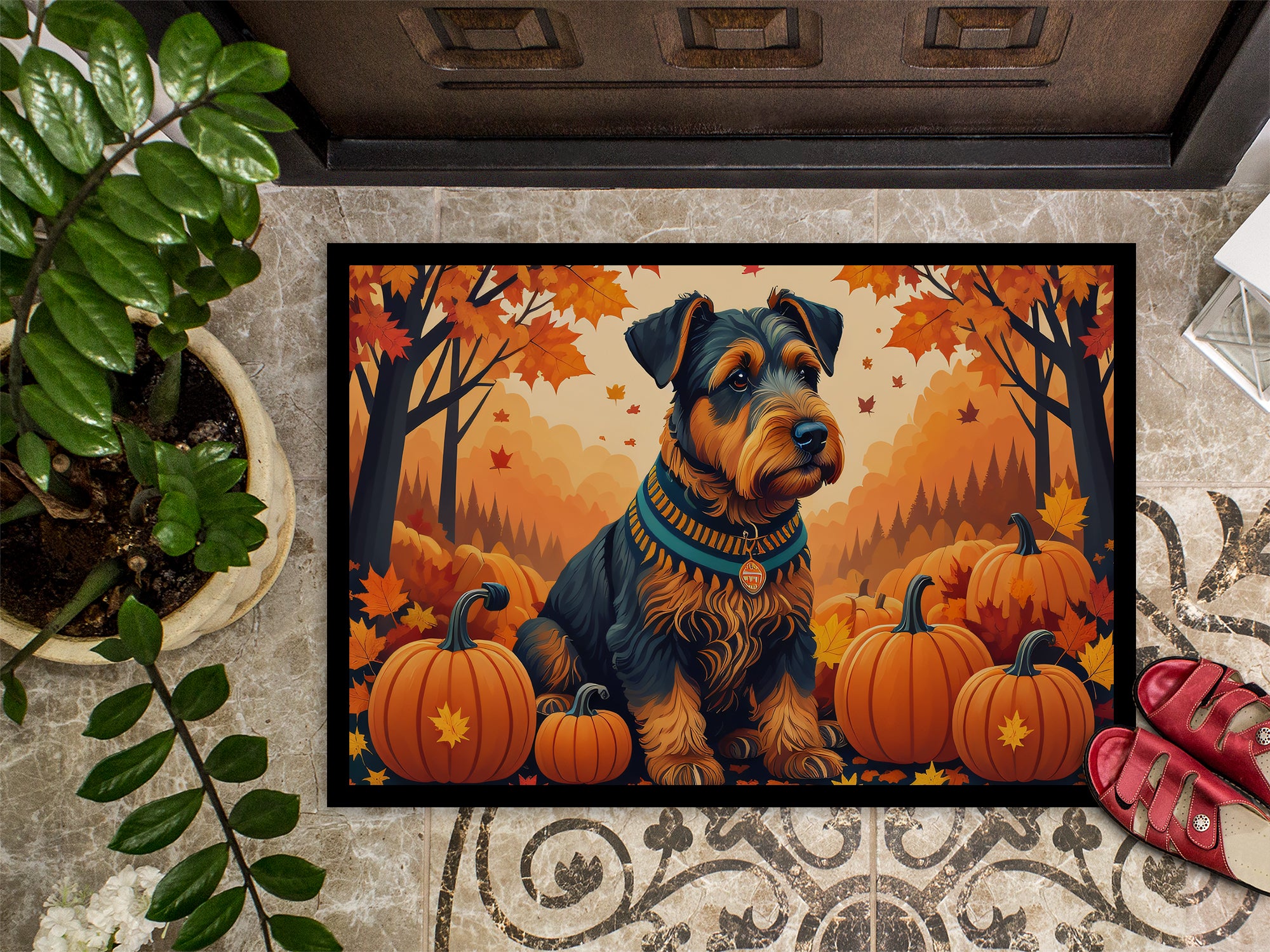 Airedale Terrier Fall Indoor or Outdoor Mat 24x36  the-store.com.