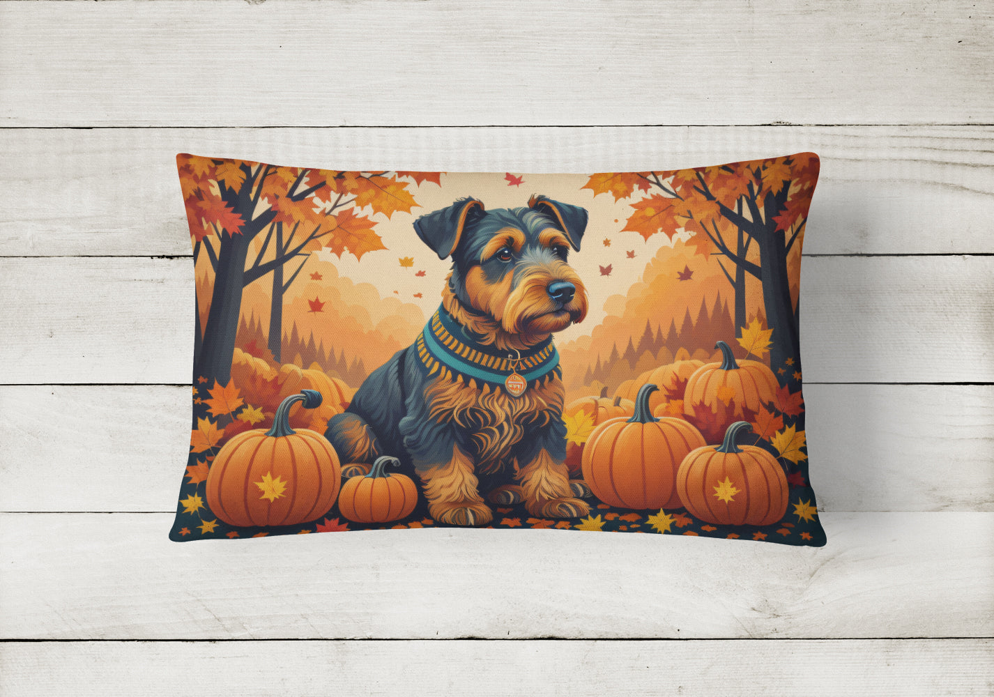 Airedale Terrier Fall Fabric Decorative Pillow  the-store.com.