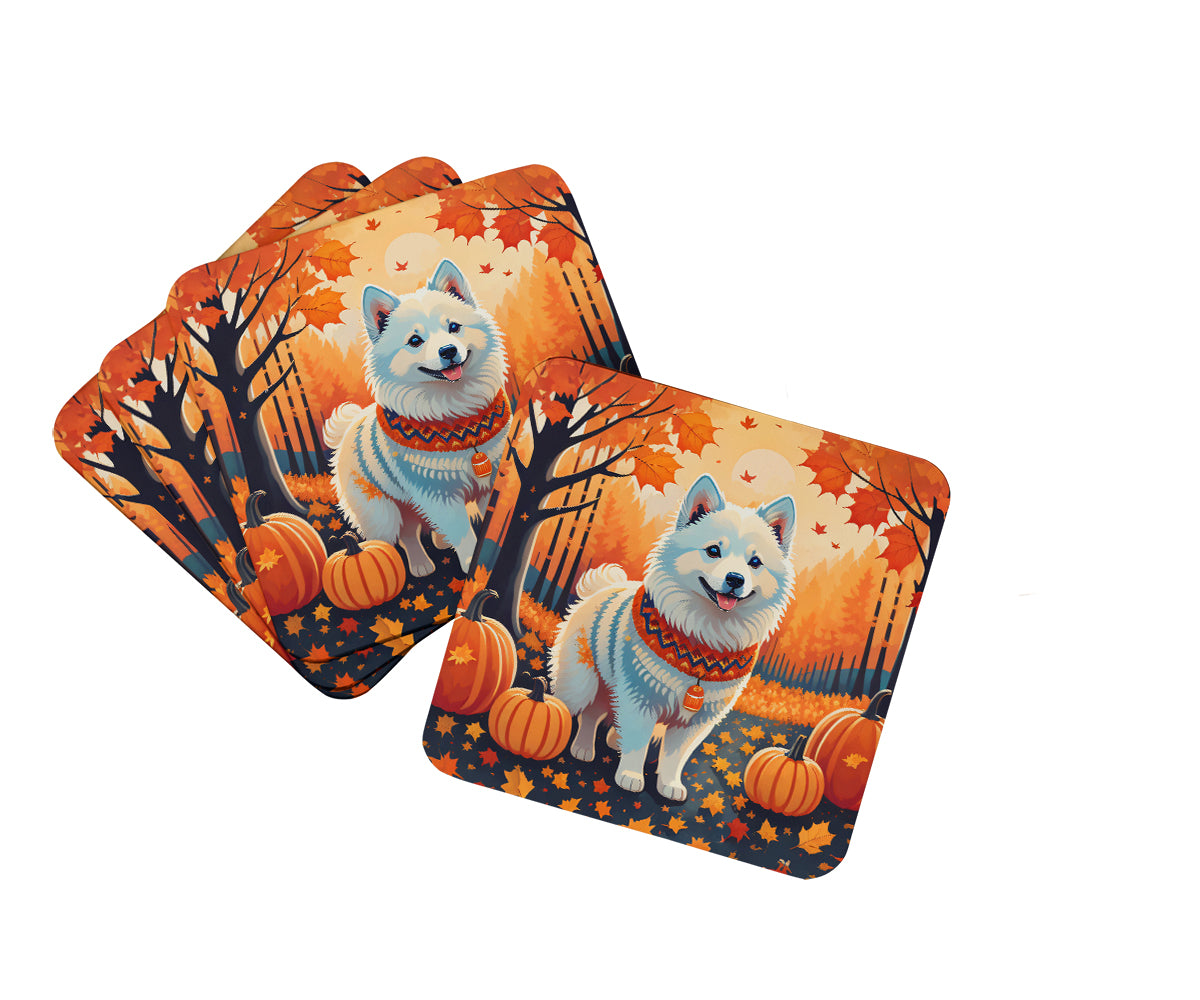 Buy this American Eskimo Fall Foam Coaster Set of 4